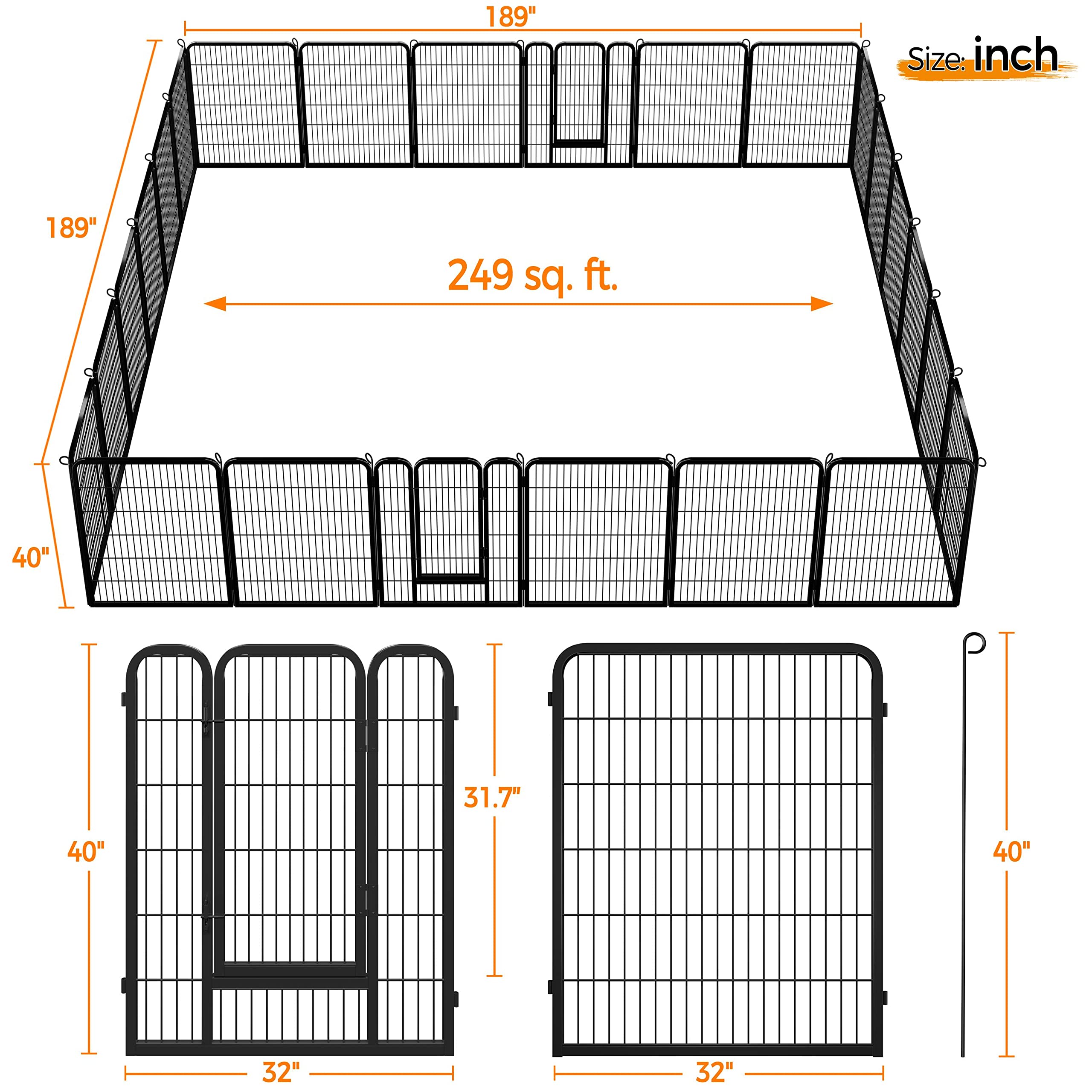 Yaheetech 24-Panel Foldable Dog Playpen - 40