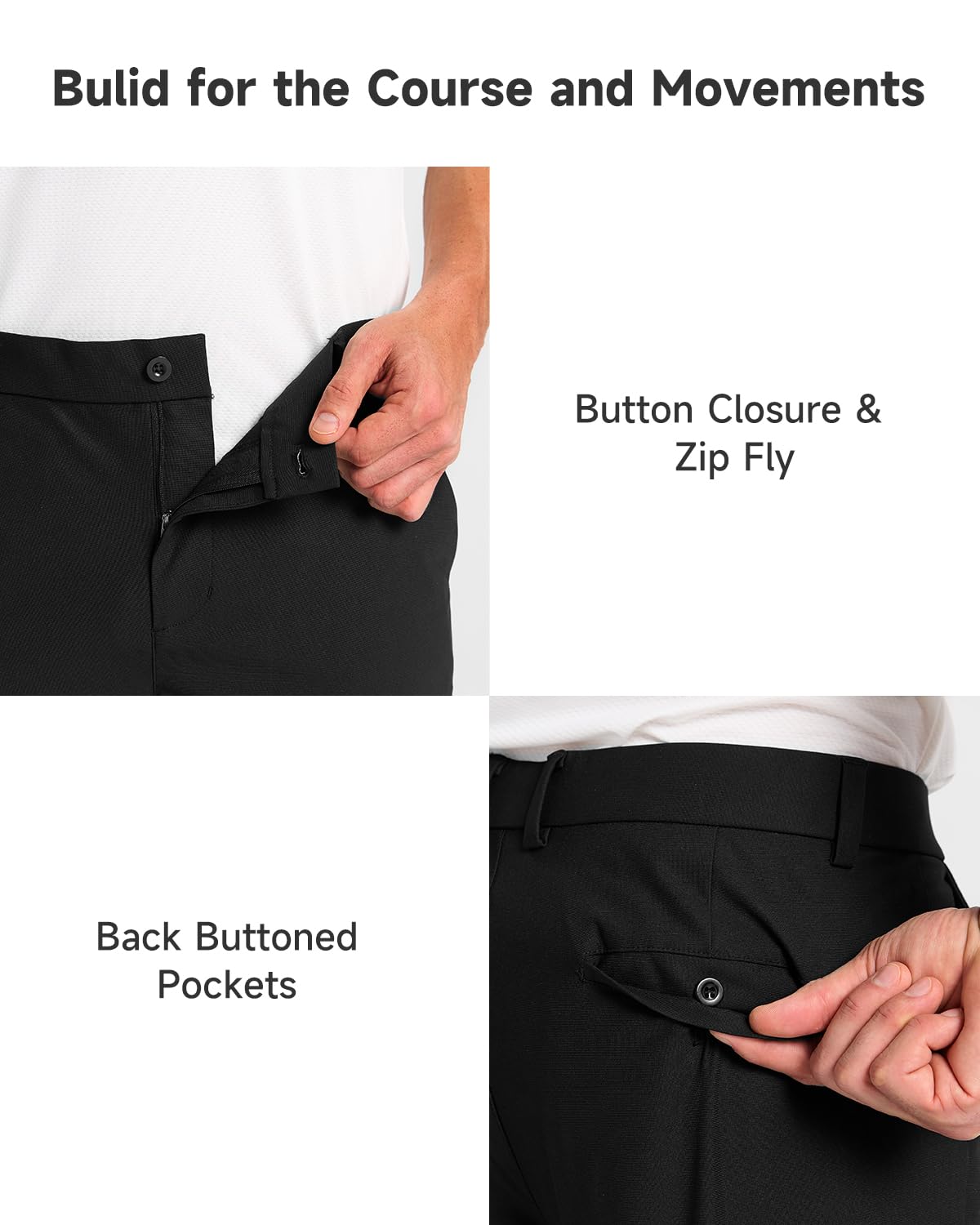 Men's Classic Fit Golf Pants - Stretch Work Dress Pants 30/32/34 Inch - Lightweight Casual Pants with Pockets - Perfect for Golf, Office & Business Casual Wear