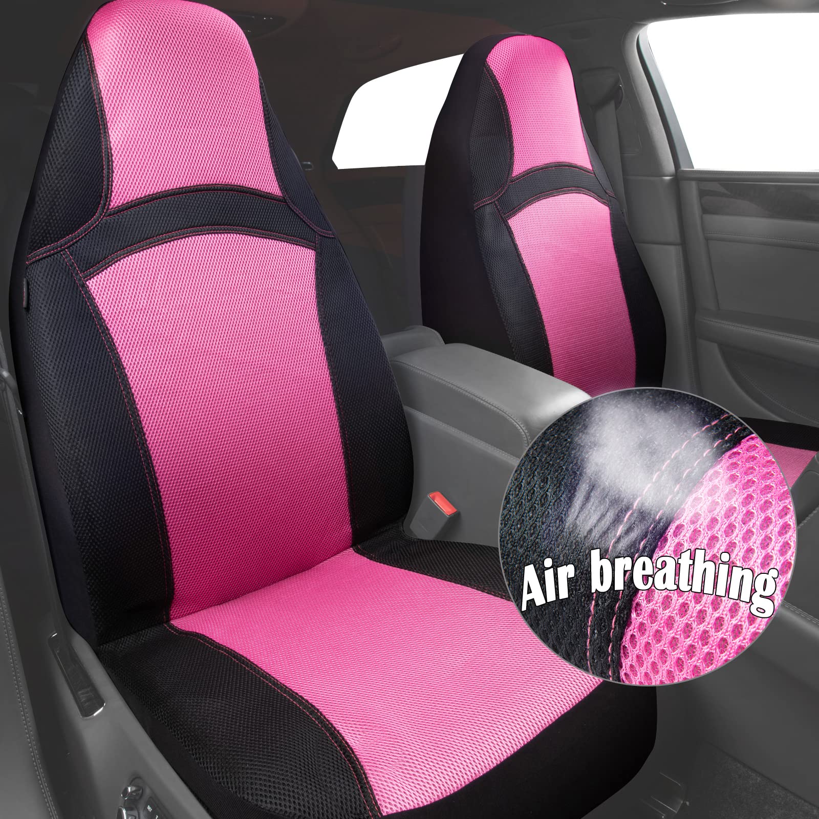Universal 3D Mesh Car Seat Covers - Airbag Compatible for SUV Van Truck - Pink