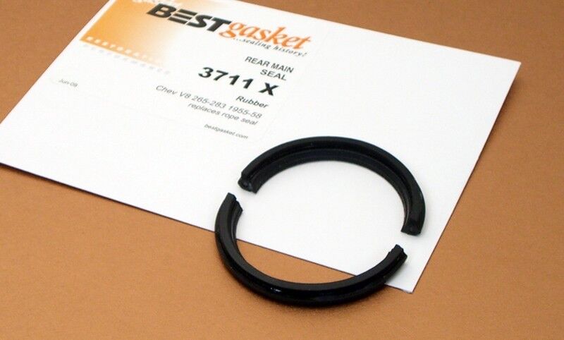 Chevy Chevrolet 265 283 V8 1955-1958 Rubber Rear Main Bearing Seal Set - High-Performance Engine Gasket for Classic Car Restoration & Engine Rebuild Projects