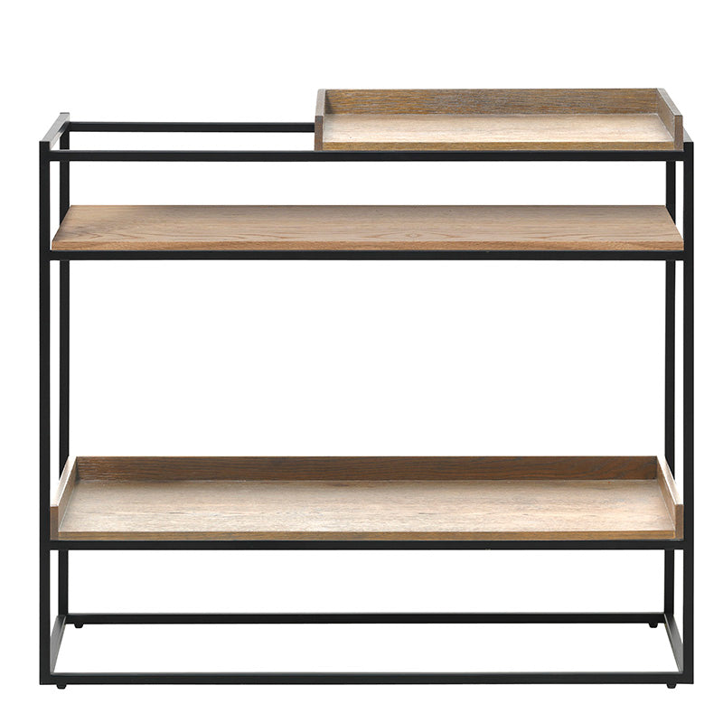 RIVOLI 90cm Display Unit Console Table - Natural Oak & Black Finish | Perfect for Living Room, Entryway, or Office Storage & Decor