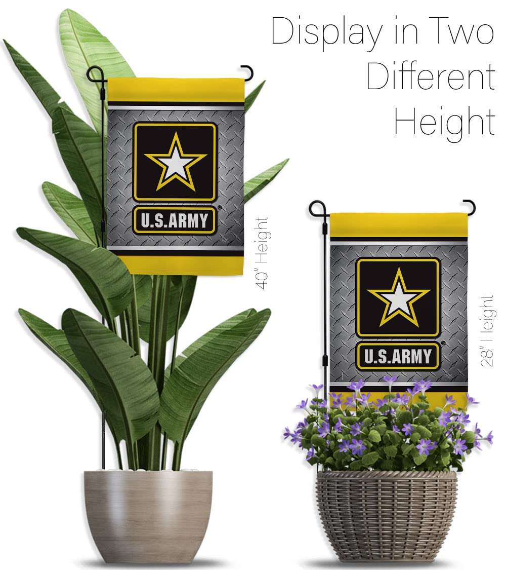 US Army Steel Garden Flag Set with Stand - Military Veteran Yard Decoration for Patriotic Home & Outdoor Use