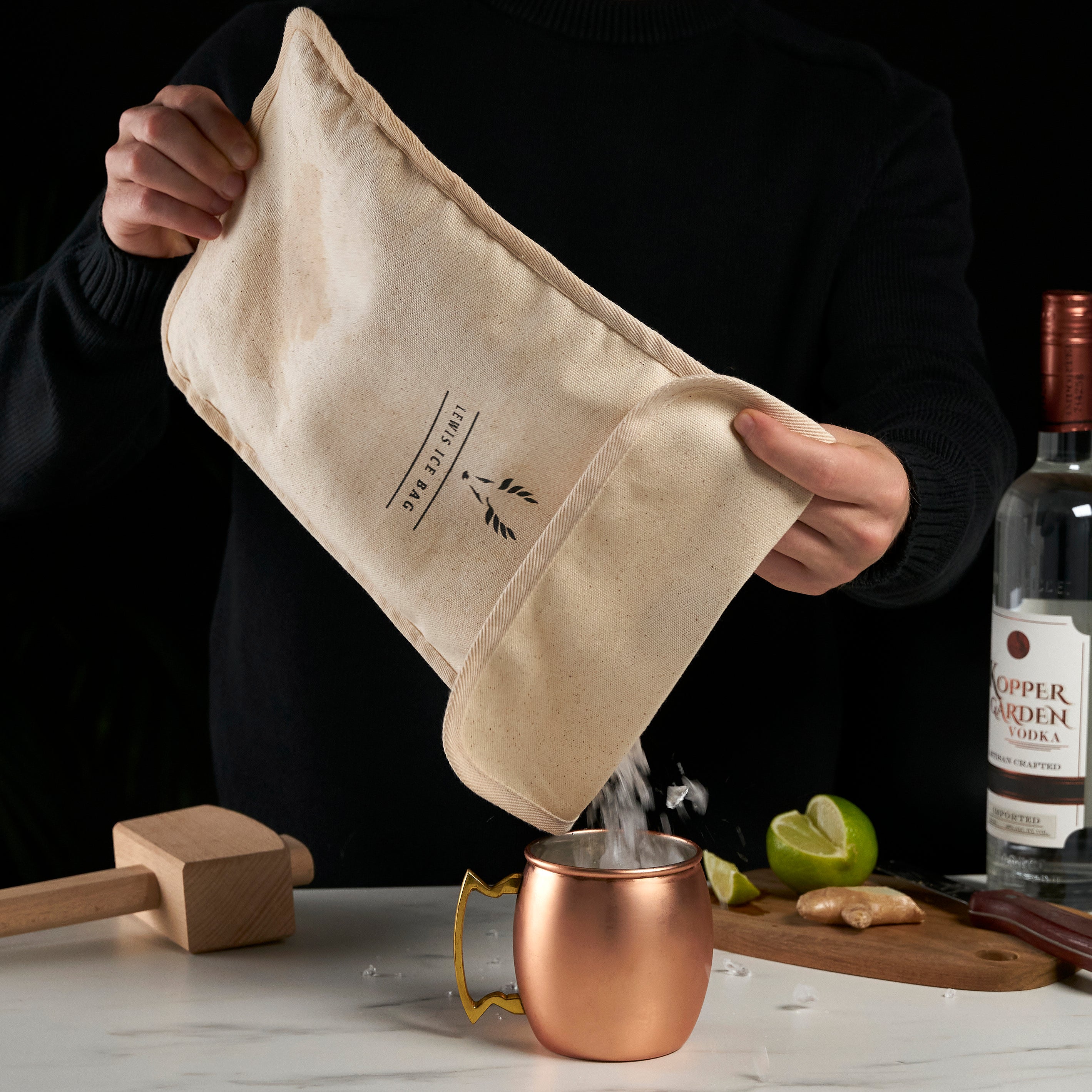 Professional Bartender's Lewis Ice Bag - Durable & Insulated Ice Carrier for Cocktails, Bars & Outdoor Parties - Perfect for Bartending, Home Use & Camping