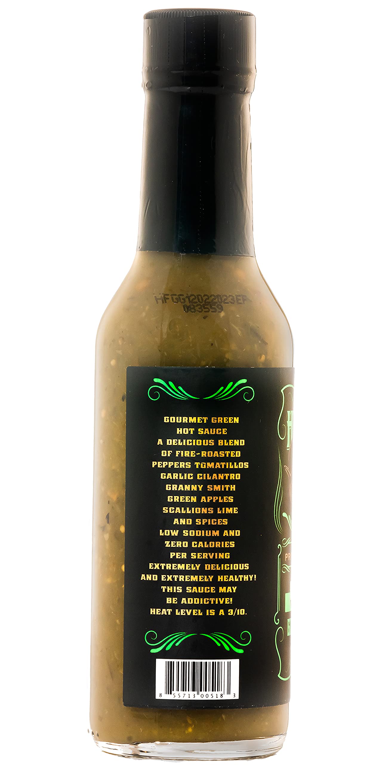 Hellfire Gourmet Green Hot Sauce with Carolina Reaper - Award-Winning Verde Sauce (5 oz) | Featured in Men's Fitness Magazine | Healthy Spicy Condiment for Tacos, Wings & Bloody Marys