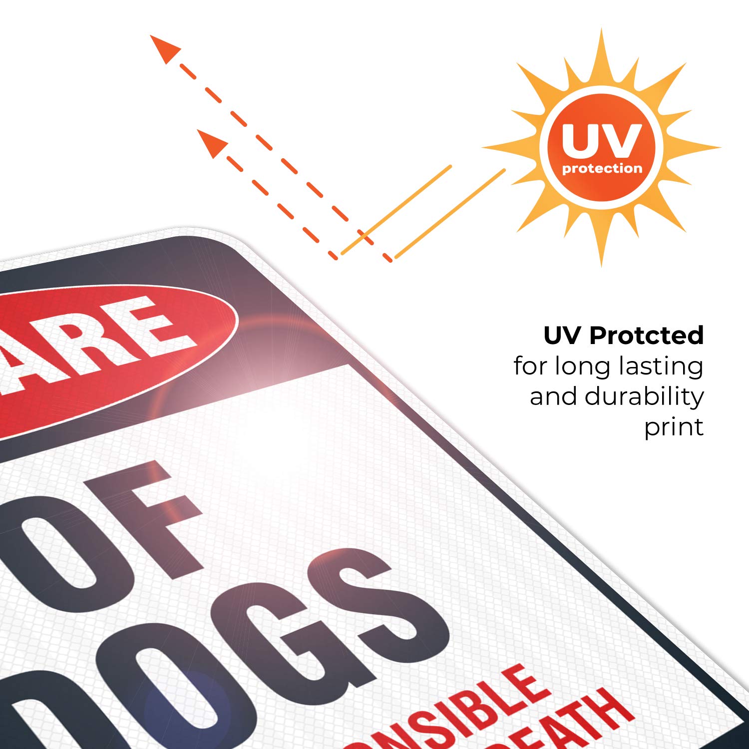 Beware of Dog Sign - 18x24 Inches Reflective Aluminum Warning Sign for Dogs - 3M EGP .080 Thick, Fade Resistant, Indoor/Outdoor Use - Perfect for Yards, Gates & Property Protection - Made in USA