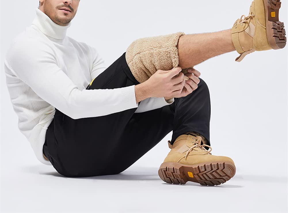 FASKUNO Men's Winter Fleece Pants - Heavyweight Warm Sherpa Lined Sweatpants for Running, Jogging & Outdoor Activities with Pockets - Cold Weather Comfort & Casual Wear