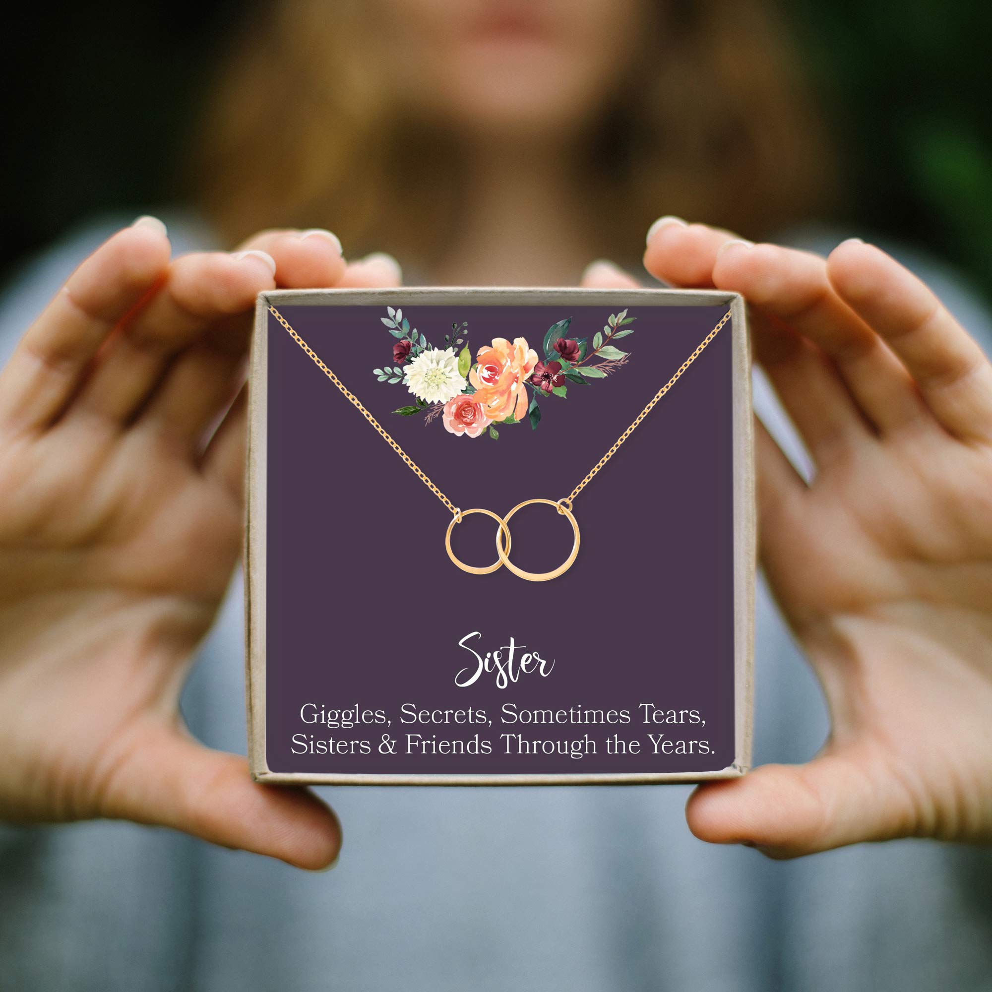 Sister Necklace Gift Set - Heart Shaped Jewelry with Greeting Card for Birthday, Christmas, Valentine's Day | Perfect for Sisters, Best Friends & Loved Ones