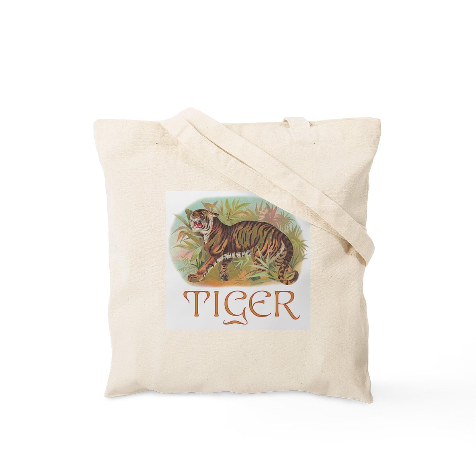 Jungle Tiger Tote Bag - Natural Canvas Reusable Shopping Bag for Groceries, Beach & Everyday Use | Eco-Friendly Cotton Tote with Animal Print Design
