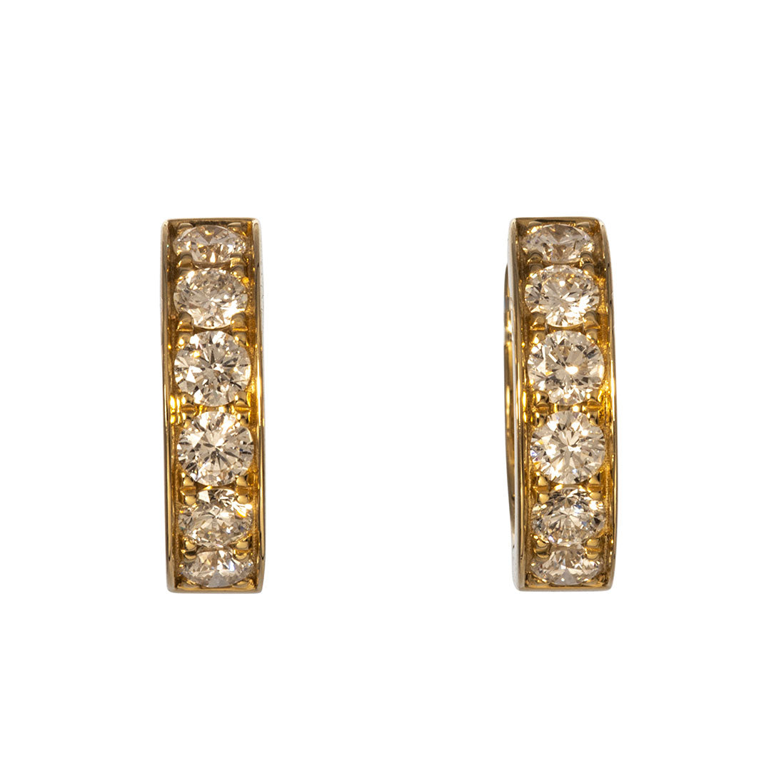 0.88ctw Diamond Illusion Channel 14K Yellow Gold Huggie Earrings for Women - Everyday Luxury Hoop Earrings for Work, Date Night & Special Occasions
