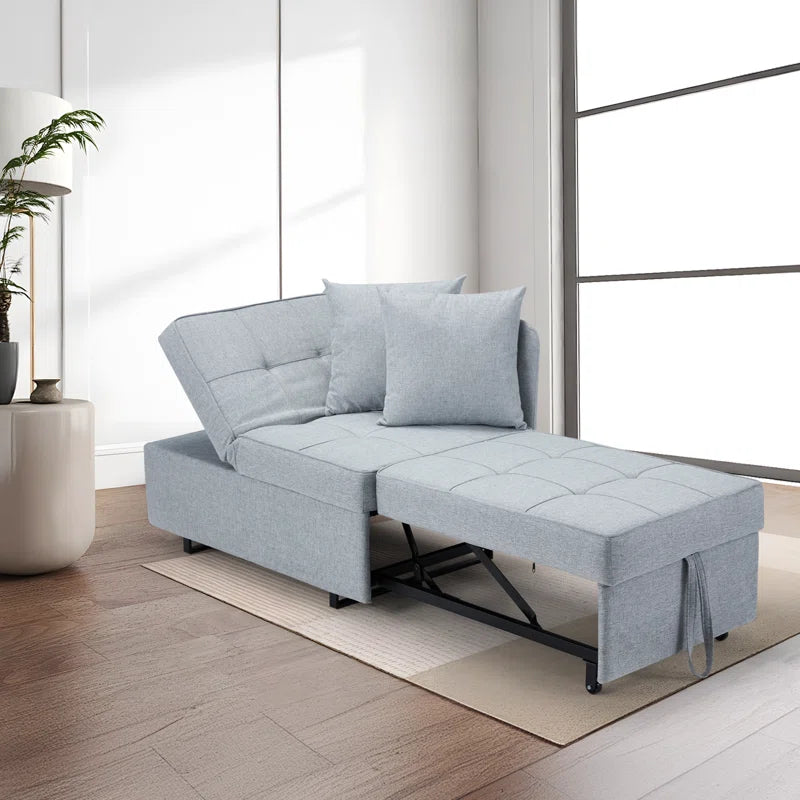 EROMMY 3-in-1 Convertible Sleeper Sofa Chair Bed - 5-Position Adjustable Backrest, Foldable Guest Bed with Premium Faux Linen Fabric in Light Gray - Perfect for Small Spaces, Living Rooms & Apartments