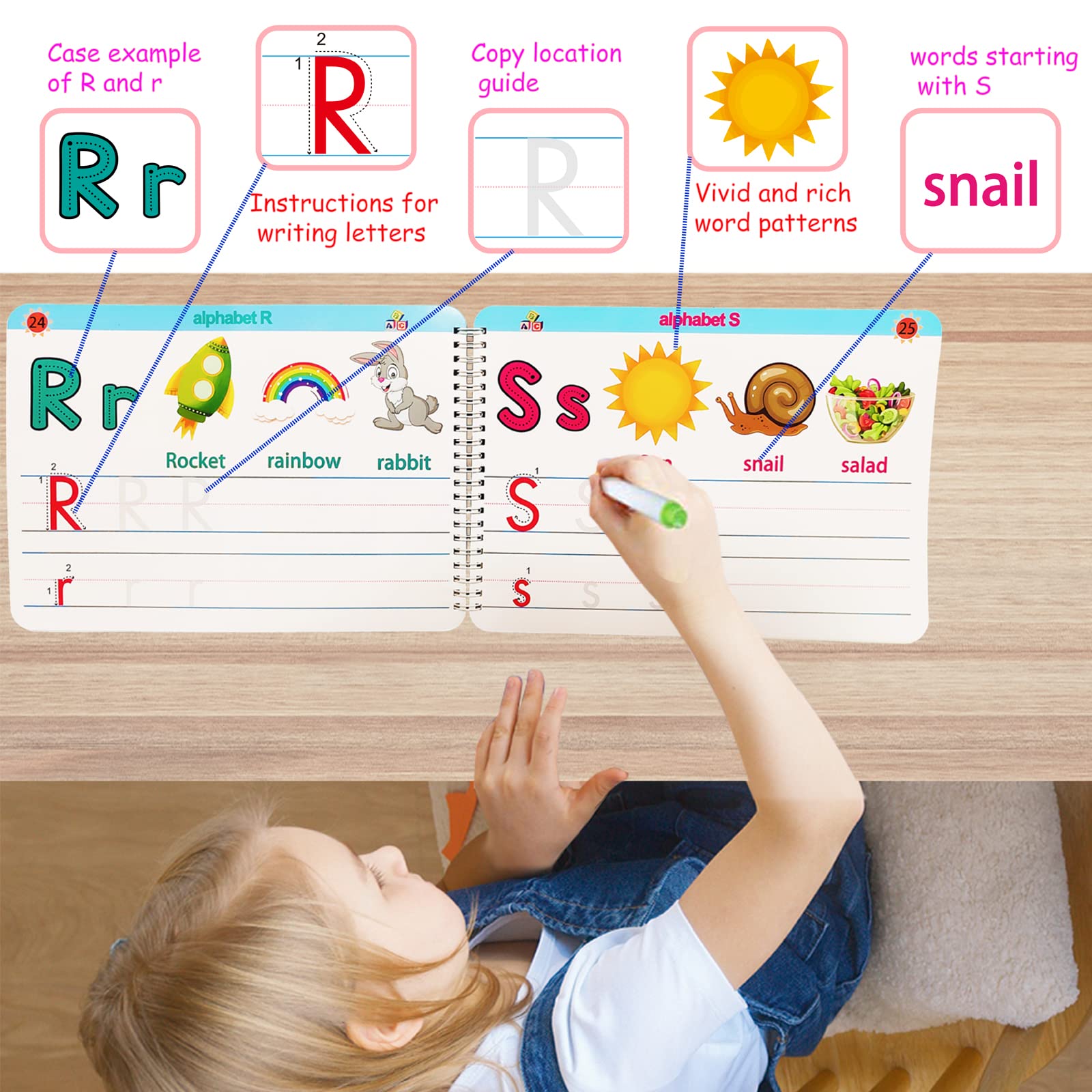 Montessori Preschool Learning Activities Workbook - ABC Letter Tracing & Handwriting Practice for Toddlers, PreK Kids | Autism Educational Toys & Busy Book for Home, Classroom & Travel Use