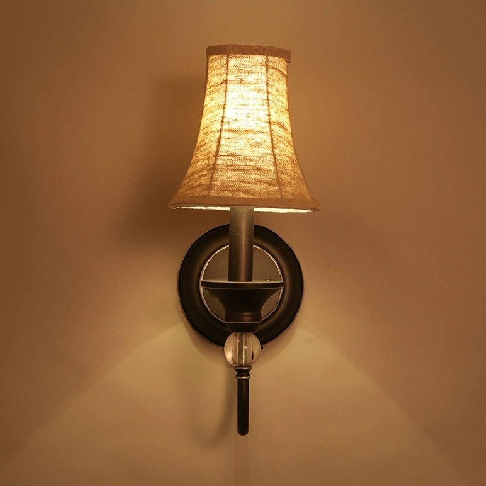 Iron Wall Sconce Light - 1-Light Nordic Style Cloth Shade Wall Lamp for Bedroom, Living Room, Restaurant & Corridor - E14 Reading Light with Simple Decorative Design - Perfect for Cozy Ambiance, Entryway Lighting & Nighttime Reading