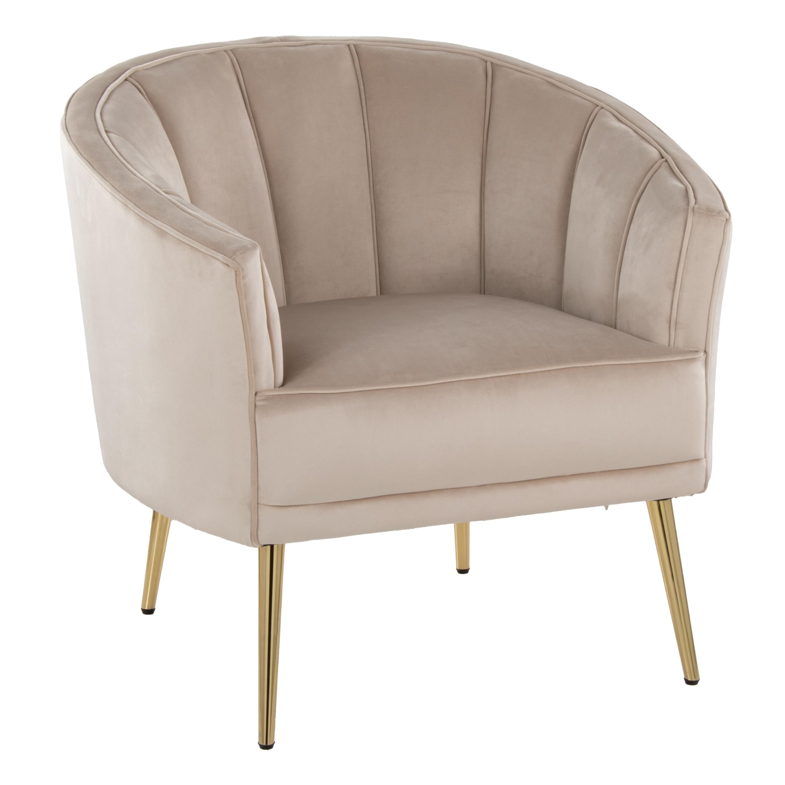 LumiSource Tania Velvet Accent Chair - Gold Modern Armchair for Living Room & Bedroom - Plush Comfortable Seating for Home Decor, Reading Nook, or Office Space