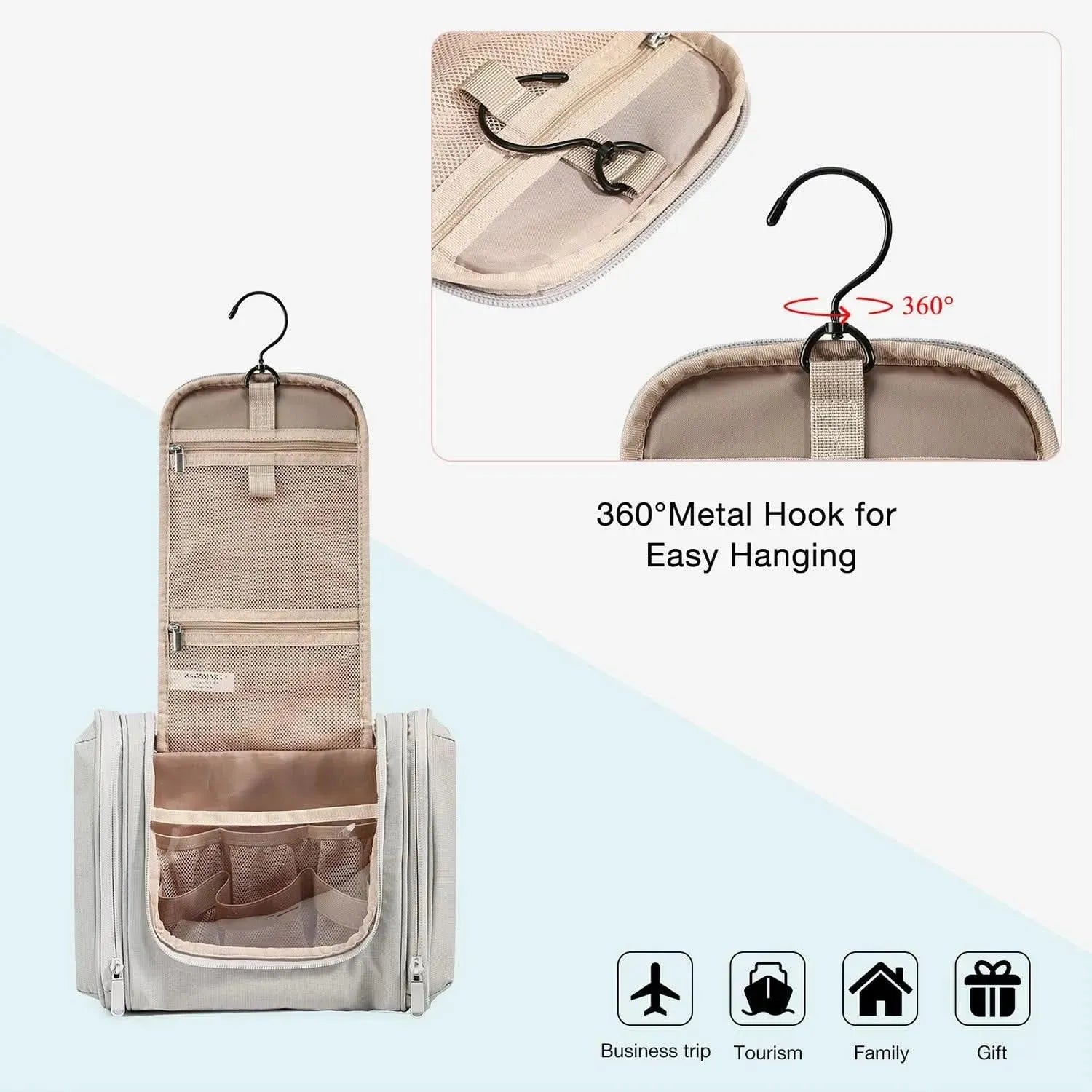 Premium Atlas Travel Hanging Toiletry Bag - Waterproof Cosmetic Organizer for Men & Women - Perfect for Camping, Gym, Business Trips & Air Travel