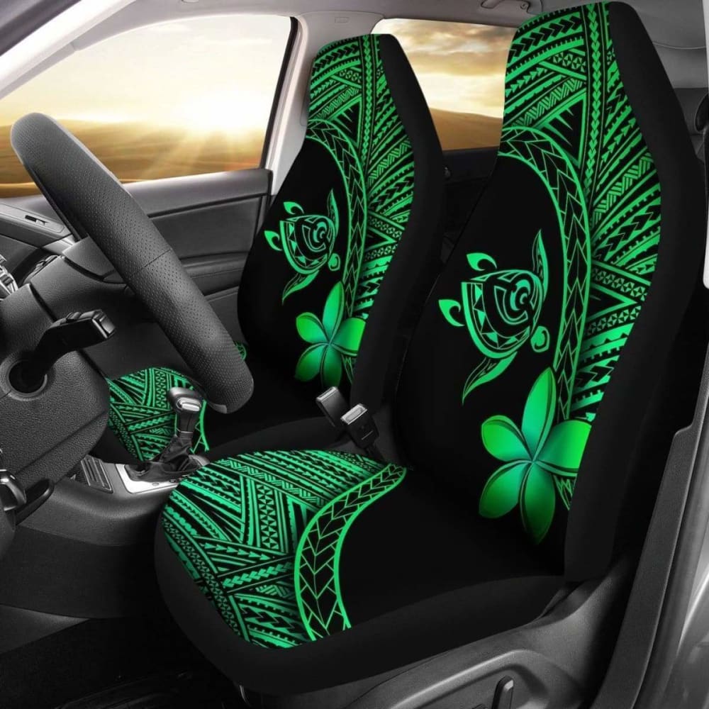 Premium Alohawaii Car Seat Covers - Hawaiian Turtle & Plumeria Green Design - Universal Fit for Cars, Trucks & SUVs - Perfect for Beach Trips, Summer Drives & Tropical-Themed Vehicles