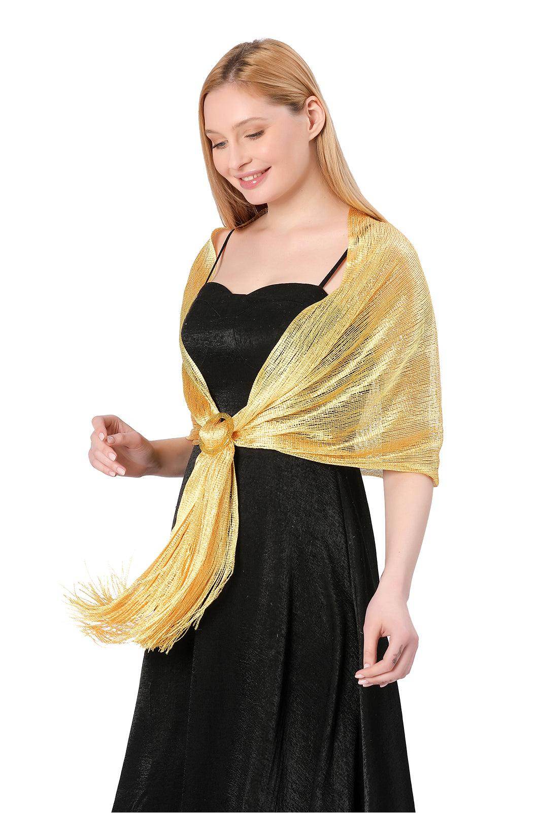 Elegant Polyester Shawl with Tassels and Clasp - Soft Womens Wrap Scarf for Evening Parties, Weddings & Fall Fashion Accessories CJ0103
