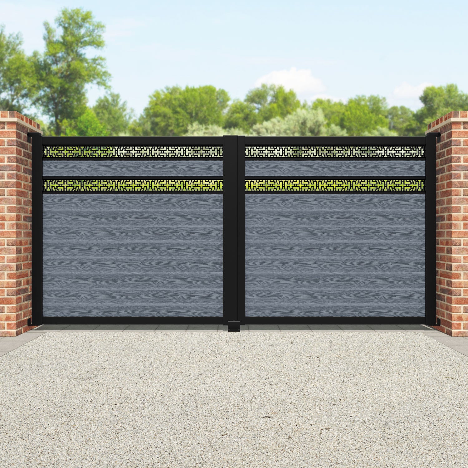 Classic Kumo Split Screen Straight Top Driveway Gate in Anthracite - Durable and Stylish Top Screen for Enhanced Security and Privacy - Perfect for Residential and Commercial Properties