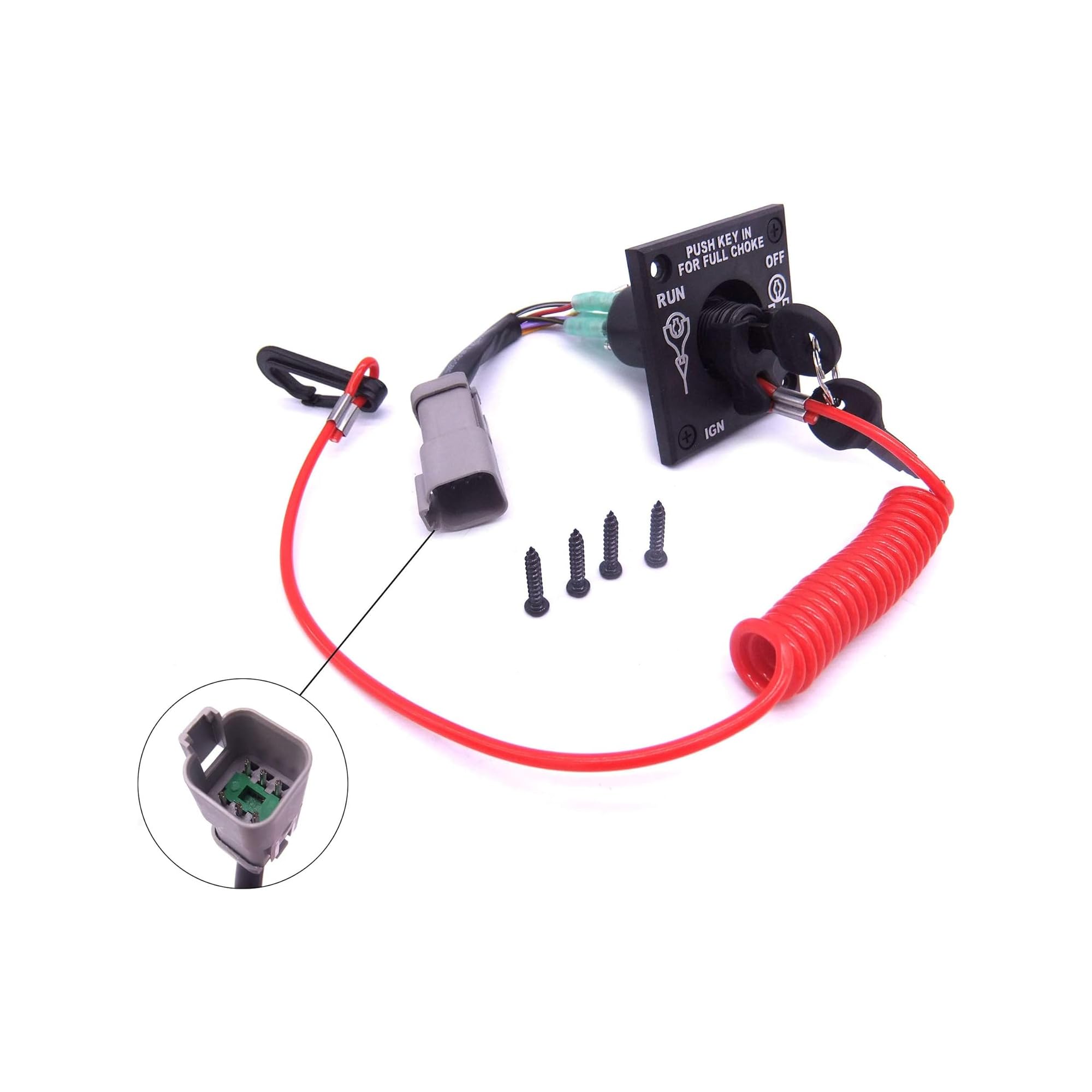 BRP Johnson/Evinrude Single Engine Key Switch Kit 0176408 - Replacement Ignition Switch for Outboard Motors - Perfect for Marine Boating & Fishing Adventures