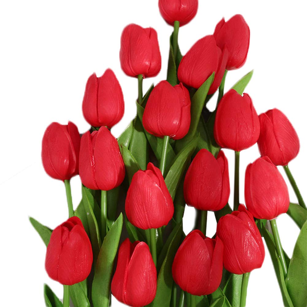30PCS Realistic PU Tulip Flowers - Lifelike Artificial Tulips for Home Decor, Wedding Centerpieces, Party Arrangements & Spring Floral Displays