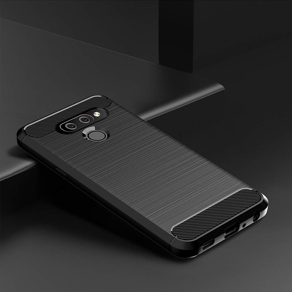 Premium Shockproof Phone Case for LG K50/K12 MAX (6.26 inch) with Tempered Glass Screen Protector - Slim Thin Rugged Full Body Protection Soft Rubber Silicone Cover for LG K50/K12 MAX/Q60/X6 (2019 Models) - Perfect for Outdoor Activities, Work & Daily Use (Black)