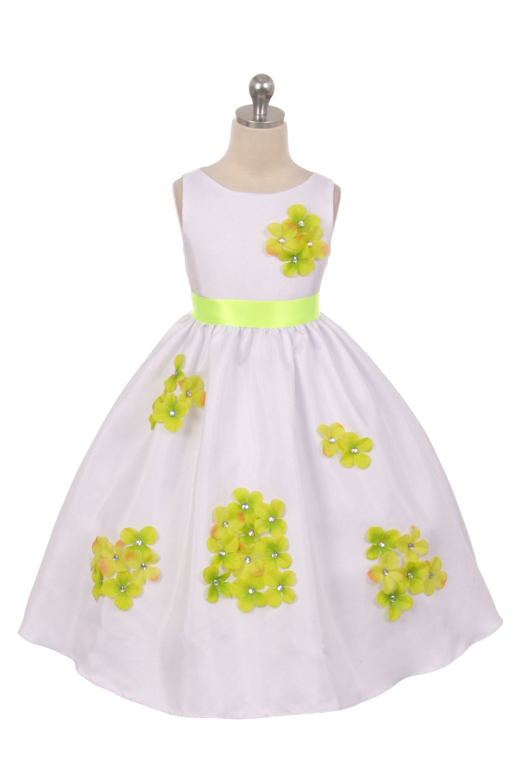 Elegant Shantung Girls Dress with Floral Petal Decor - Perfect for Birthday Parties, Weddings & Special Occasions