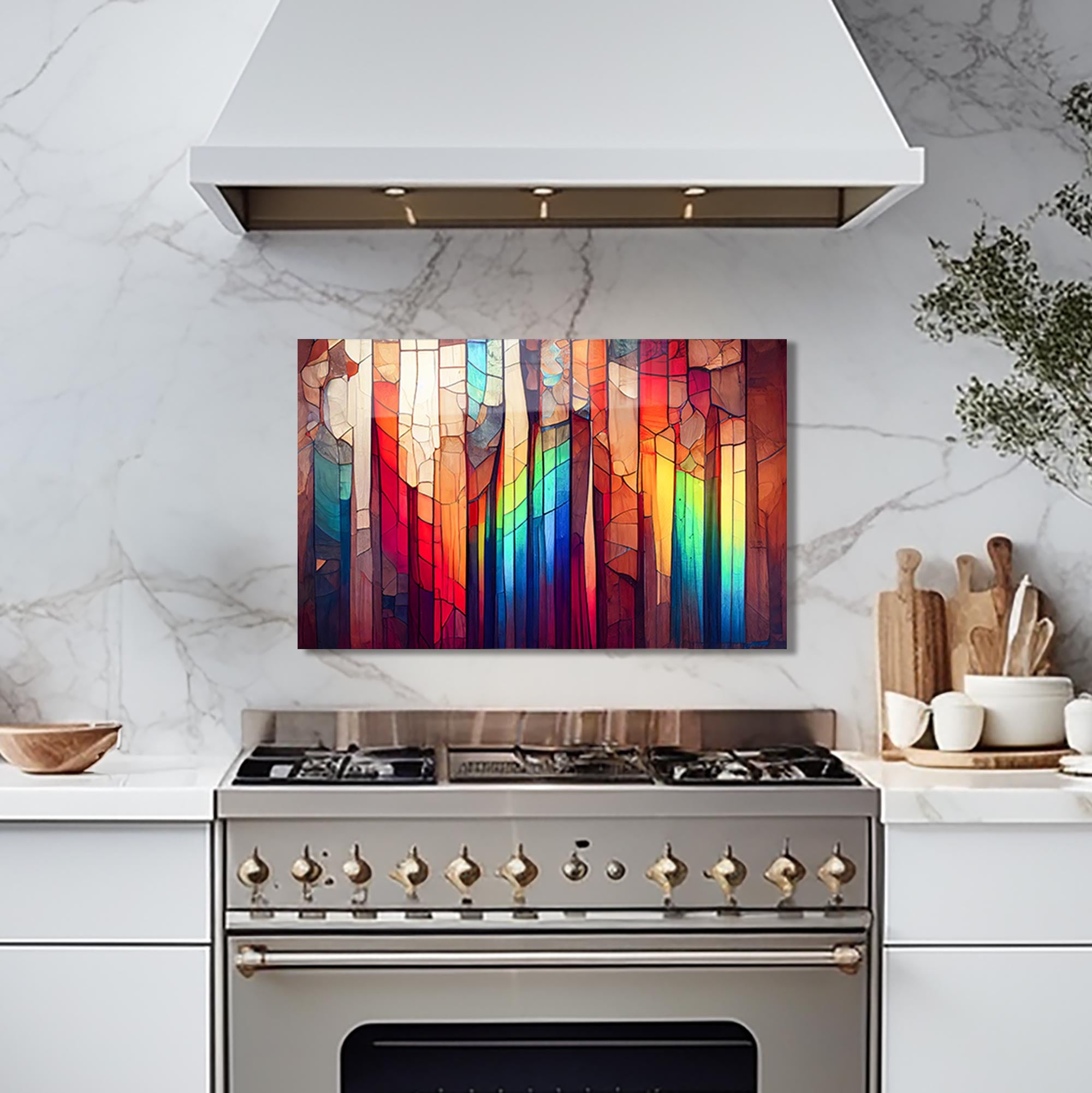 Vibrant Colorful Stripes Glass Splashback - Stylish Kitchen Backsplash for Modern Homes | Perfect for Stovetop Protection & Decorative Wall Accent