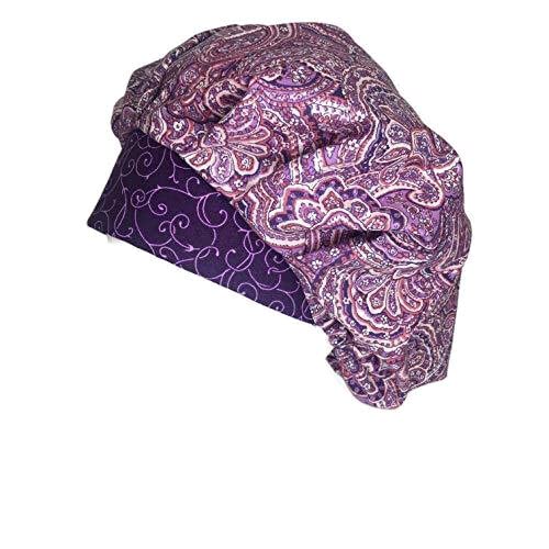Pink & Purple Paisley Bouffant Scrub Cap for Women - Surgical & Nursing Use