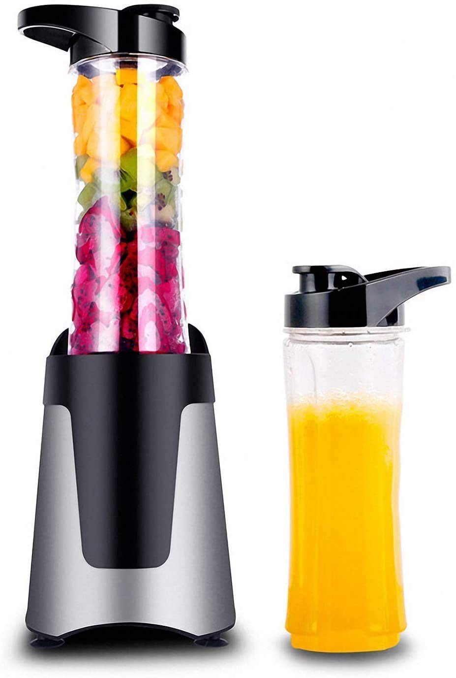 600ml Personal Citrus Blender with Tritan Cup - 200W Portable Smoothie Blender, Removable 4 Stainless Steel Blades, Includes Free Travel Sports Bottle (Silver) - Perfect for Home, Gym & Outdoor Smoothies