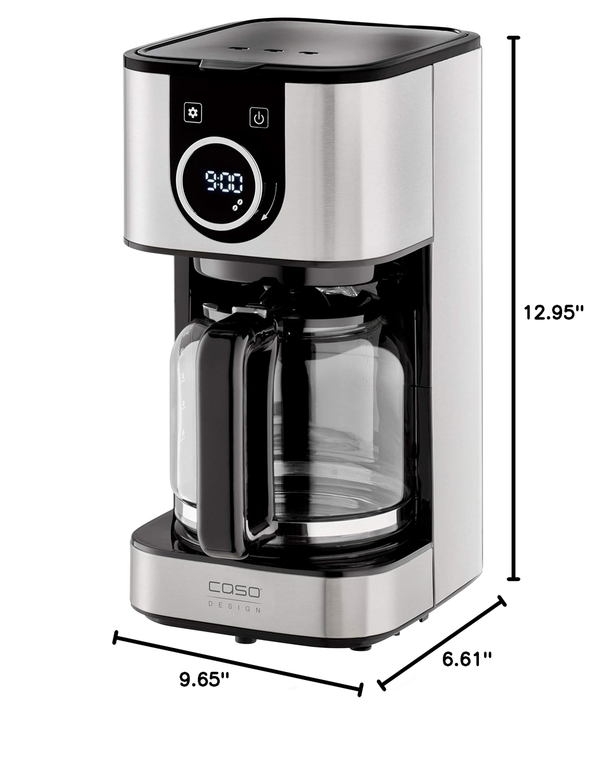 Caso Design 10-Cup Hot Brew Coffee Maker - Stainless Steel Compact Coffee Machine for Home, Office & Small Spaces | Fast Brewing & Easy to Use