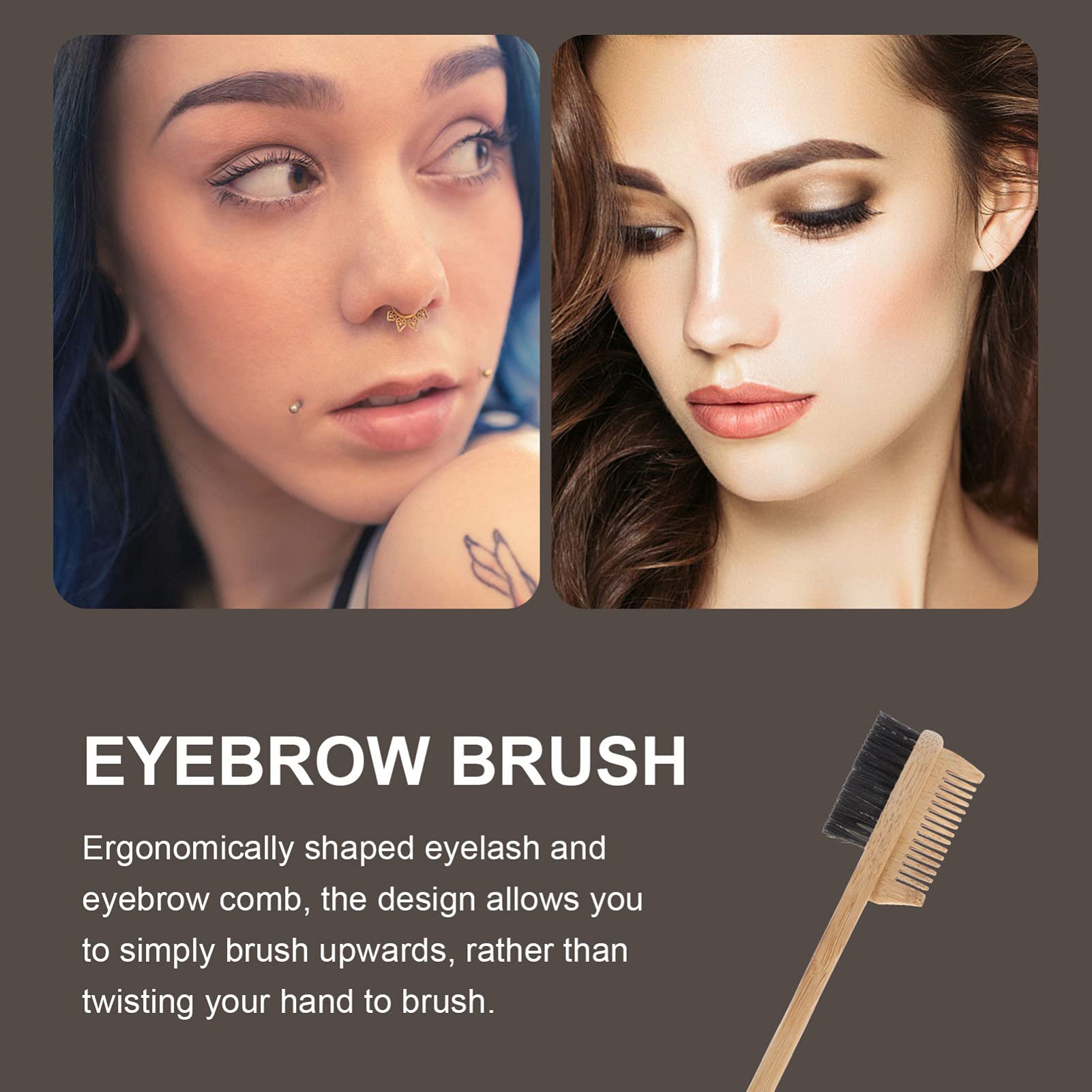 Dual Comb Brow Brush & Eyelash Comb - Wooden Handle Steel Teeth Makeup Tool for Eyebrow Grooming & Lash Separation - Perfect for Professional Makeup Artists & Home Beauty Routines