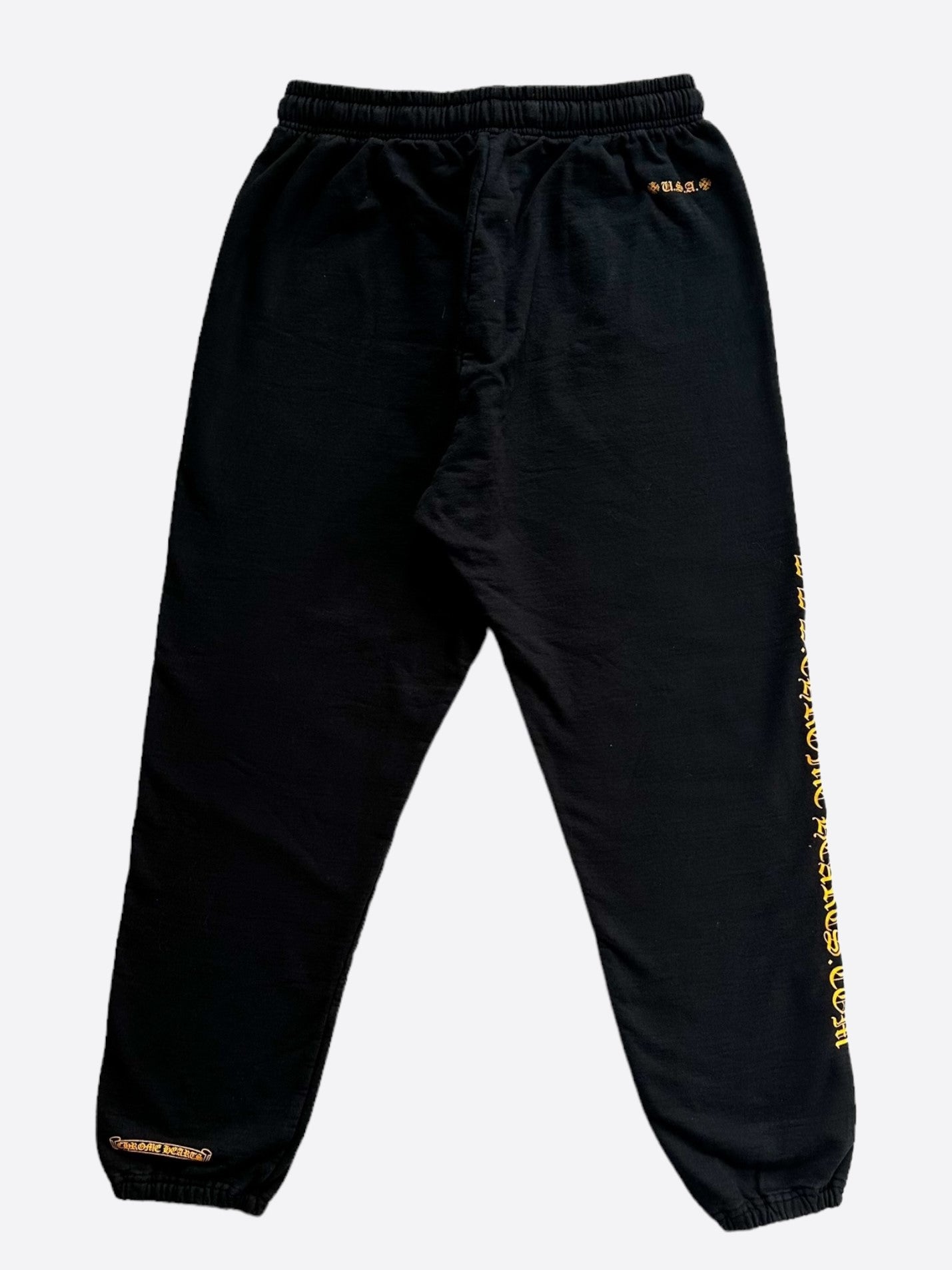 Chrome Hearts Black & Yellow Horseshoe Logo Sweatpants for Men & Women - Stylish Lounge Pants for Casual Wear, Gym, and Street Fashion