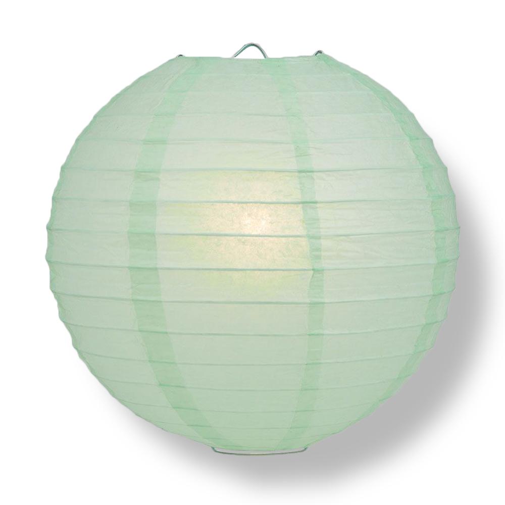16 Pack Cool Mint Green Round Paper Lanterns with Even Ribbing - Chinese Style Hanging Decor for Wedding, Party, Baby Shower & Home Decoration