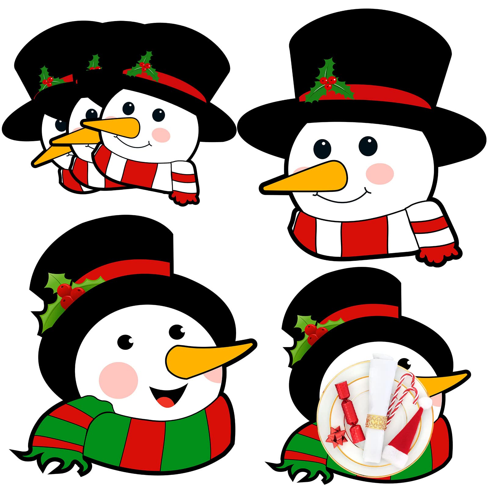 36-Piece Christmas Table Placemats Set - Festive Poinsettia & Snowman Design for Holiday Dining Decor (13x13 Inch) - Perfect for Christmas Parties, Family Gatherings & Winter Table Settings