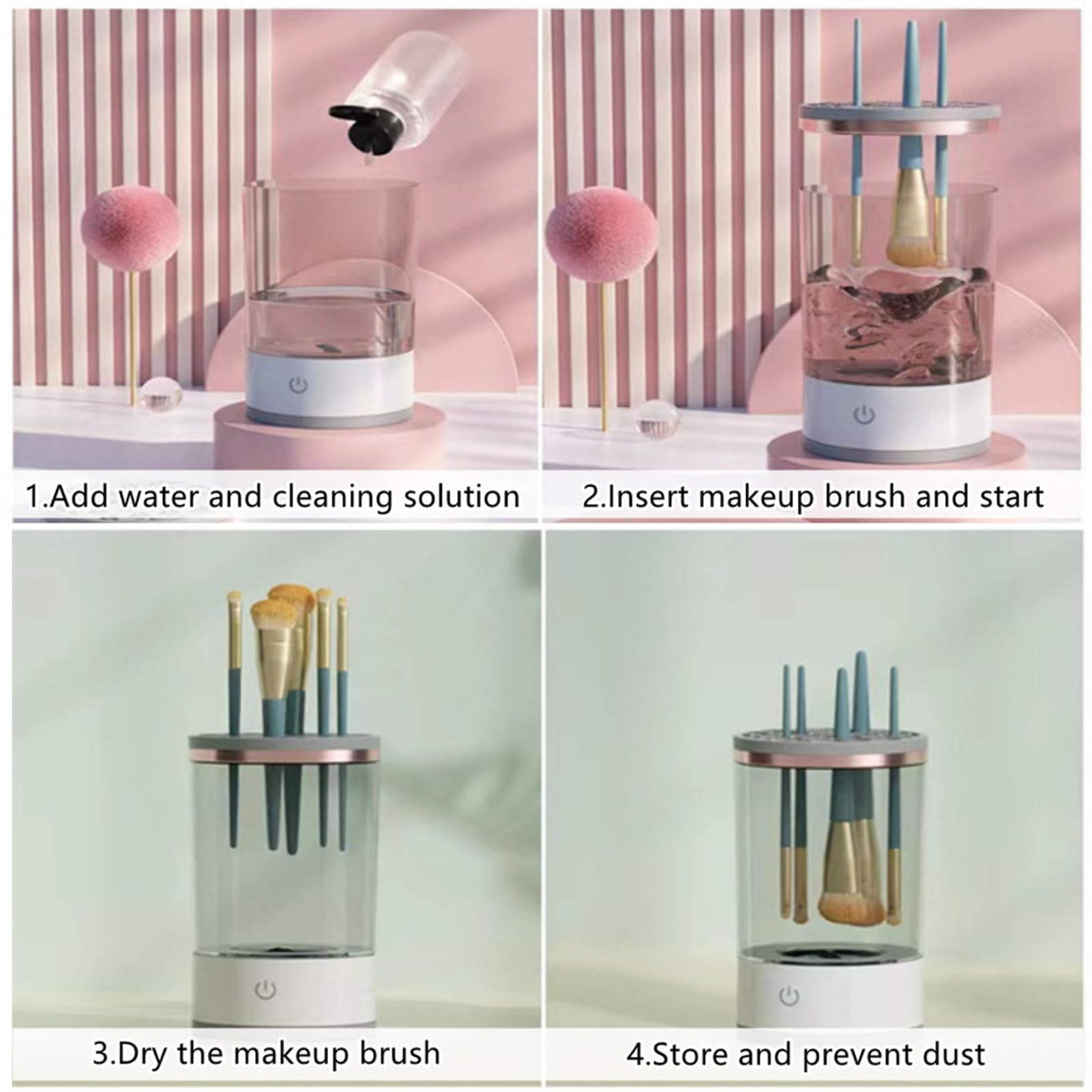 Electric Makeup Brush Cleaner Machine - Fast & Hygienic Cleaning for All Brush Types | 1-Pack White | Perfect for Home, Salon & Travel Use | Keeps Skin Healthy