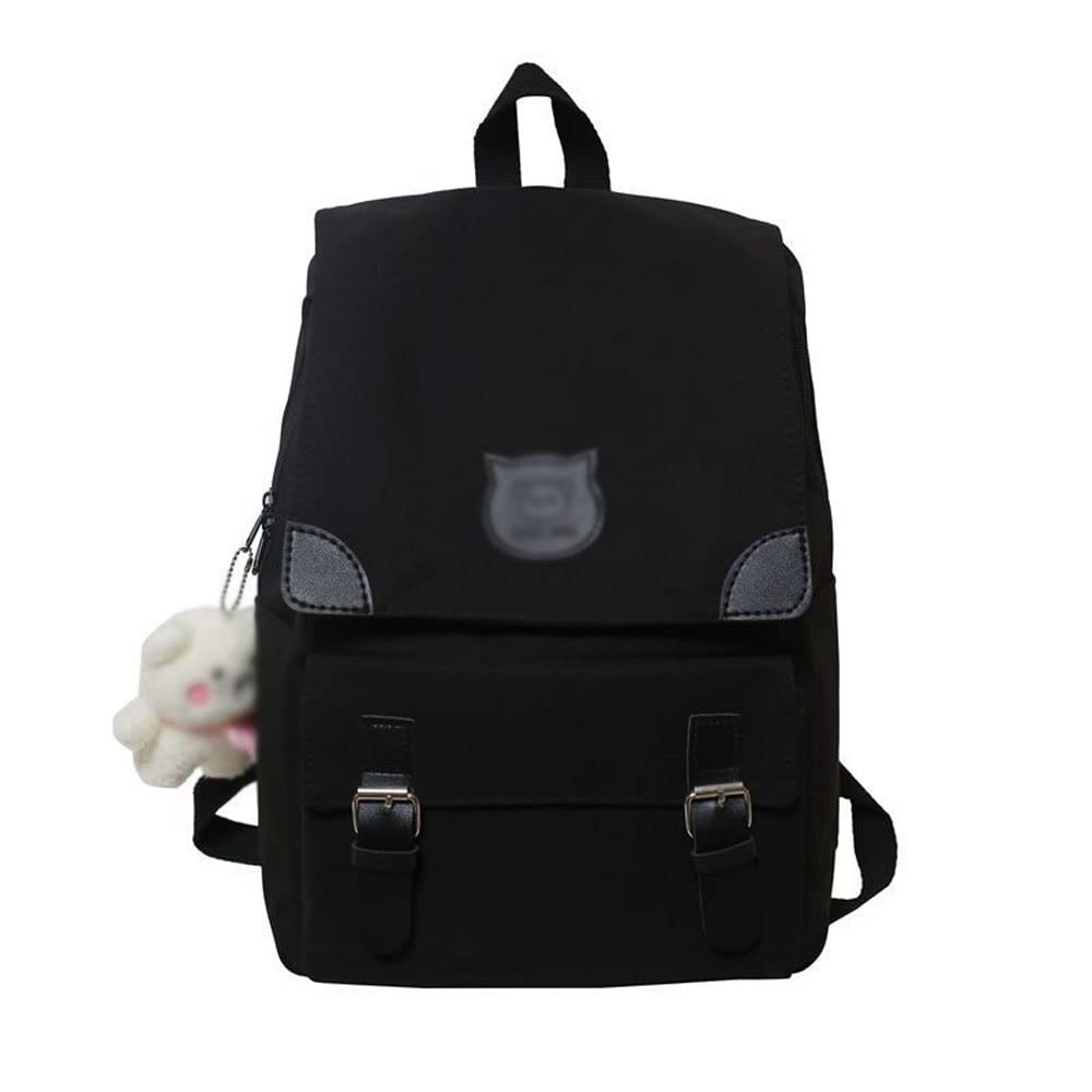 XIXIDIAN Women's Canvas Backpack - Stylish School Bag for Teen Girls, Durable Casual Shoulder Rucksack with Solid Color Design (Black, 30x12x41cm) - Perfect for College, Travel & Everyday Use