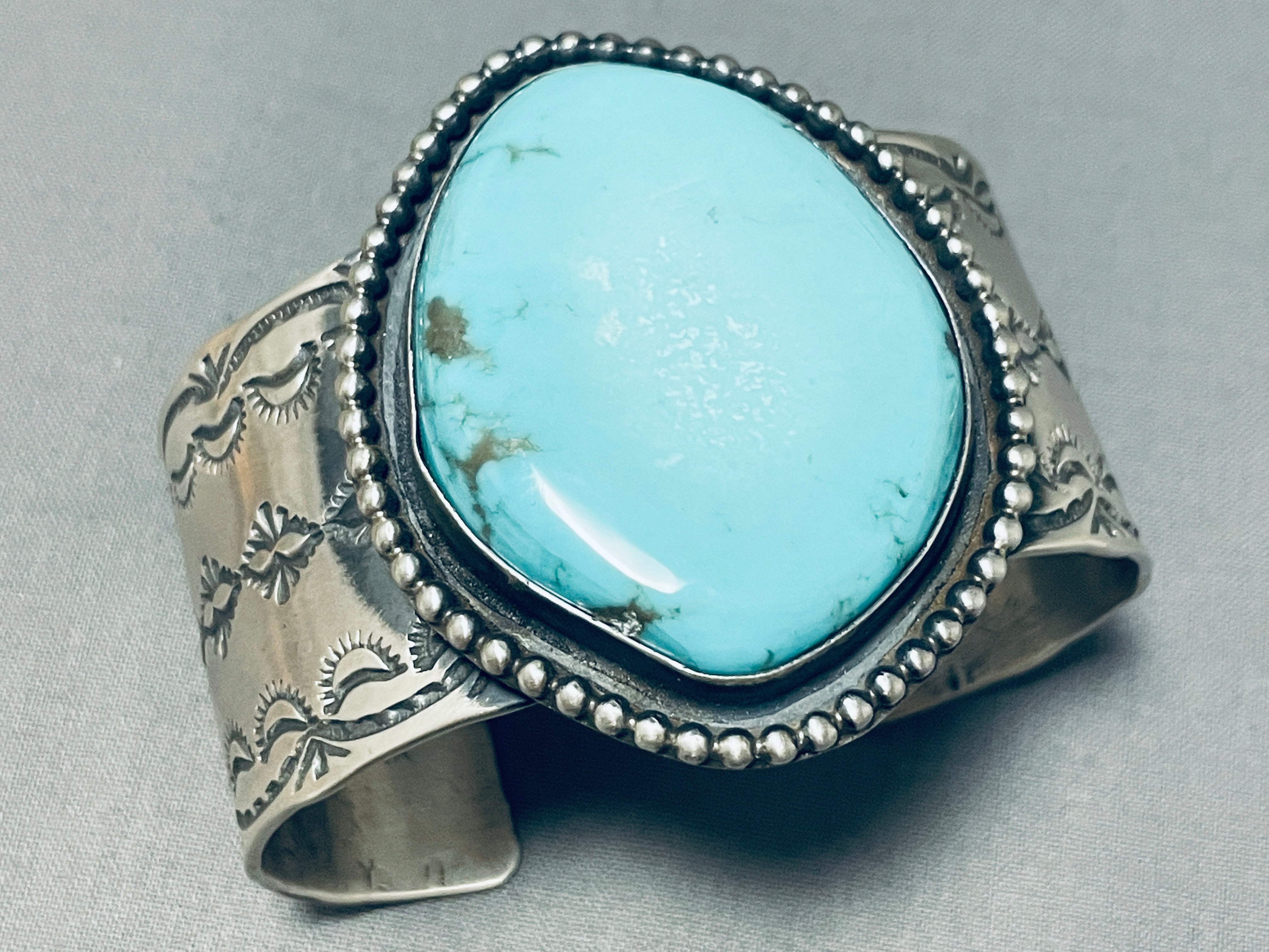 Authentic Navajo Turquoise Sterling Silver Bracelet - 102g Heavy Weight Handmade Native American Jewelry for Women, Gift & Boho Fashion Accessory