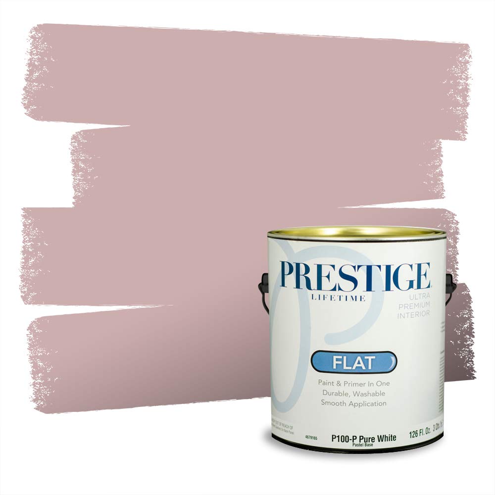 PRESTIGE Paints Interior Paint and Primer in One - 1 Gallon Flat Finish, Romantic Smoke Color (Valspar Comparable) - Perfect for Bedrooms, Living Rooms & Home Renovation