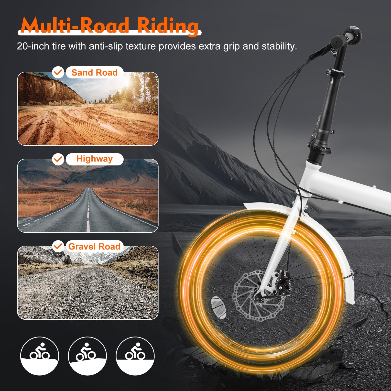 20 Inch Folding Bike for Adults - 7 Speed Adjustable Commuter Bicycle for Men & Women - Compact Foldable Bike for Urban Commuting, Camping & Travel