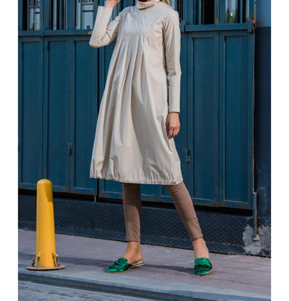 Abaci Modest Tunic 12035 P71 Beige - Women's Loose Fit Casual Top for Everyday Wear, Work & Church