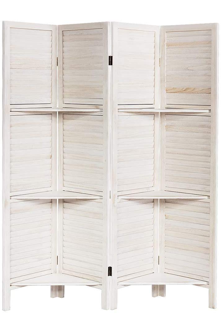 Happygrill 4 Panel Folding Room Divider with Display Shelf - 5.6 Ft Tall Privacy Screen for Home Office, Bedroom Separation & Space Partition - Perfect for Creating Private Workspaces, Room Dividers for Apartments, and Decorative Room Separators