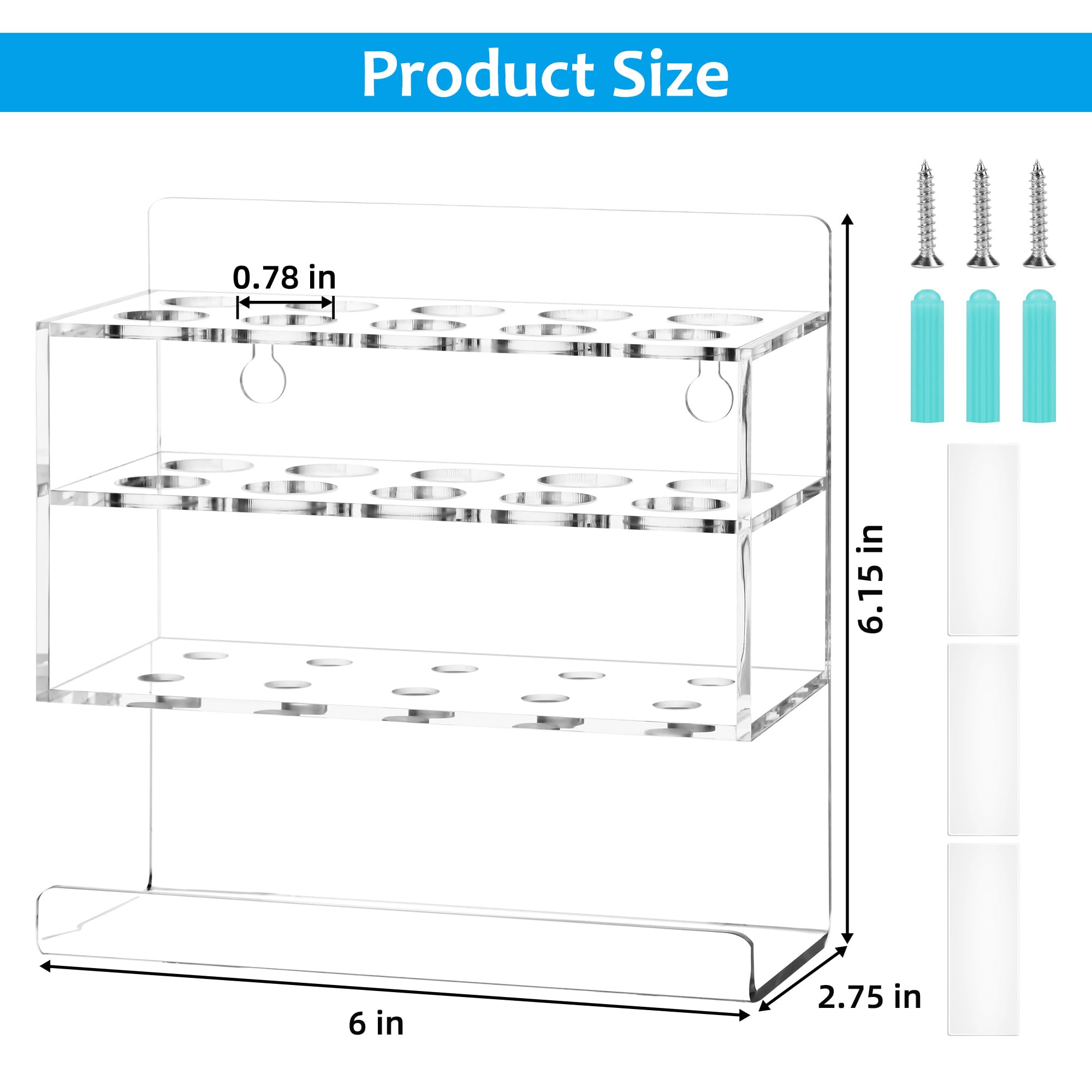 Wall Mounted Dry Erase Marker Holder - 10 Slot Acrylic Whiteboard Marker Organizer for Classroom & Office | Perfect for Whiteboard Accessories, Teacher Supplies & Desk Organization
