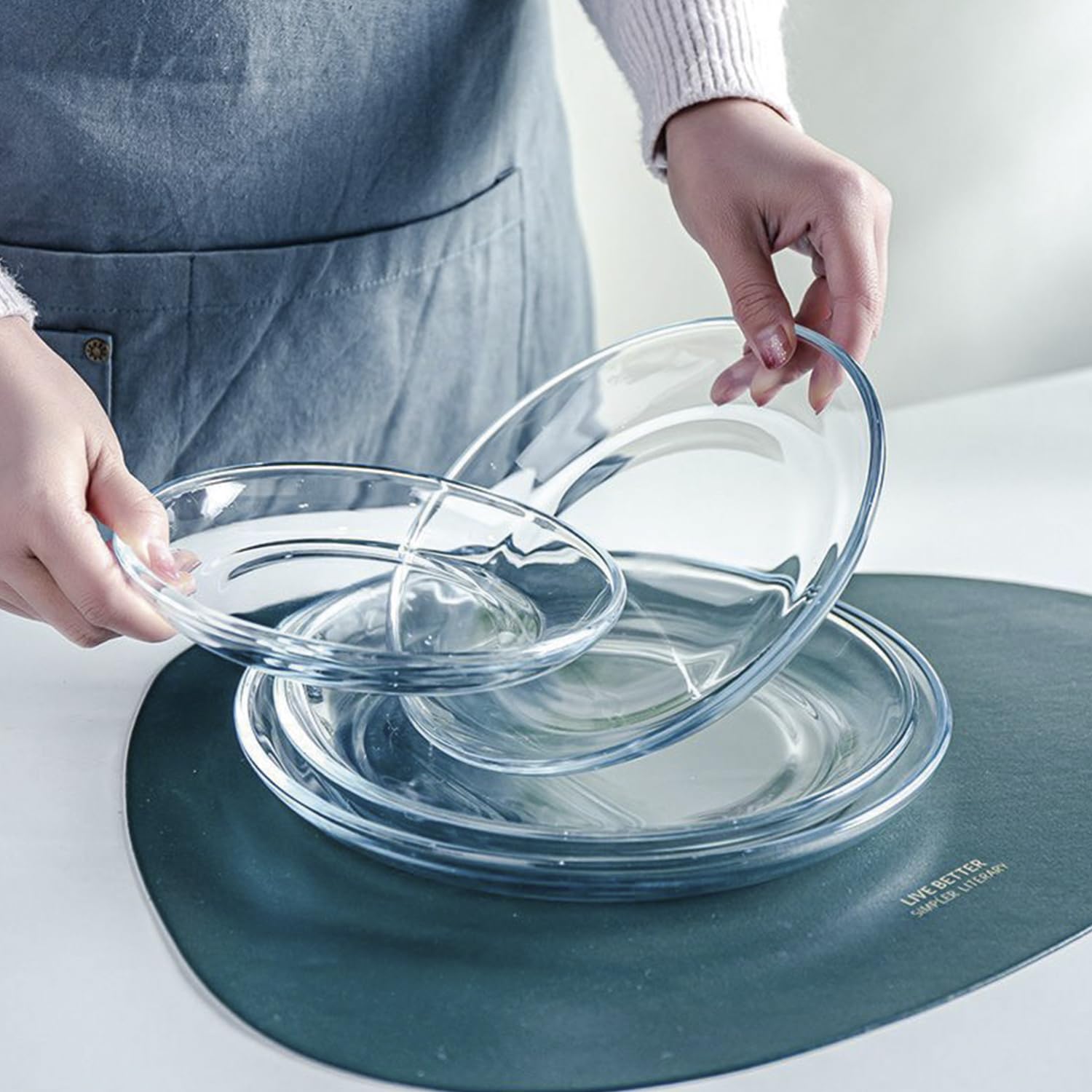7 Inch Round Tempered Glass Dessert Plates - Set of 3, Small Mini Appetizer Plates for Fruit, Salad, Cake & Party Serving - Durable & Elegant for Dining, Entertaining & Home Decor