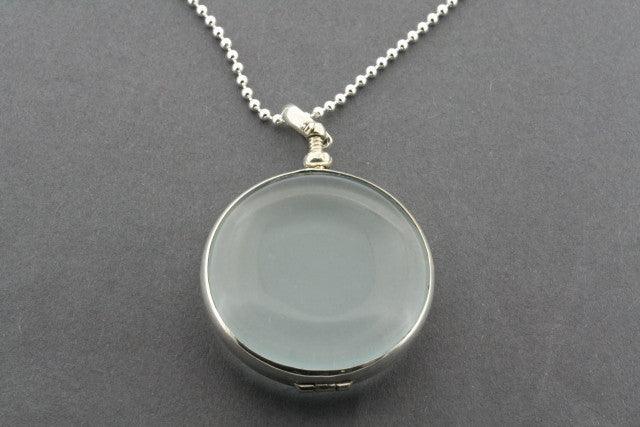 Large Circle Resin Locket Pendant on 70cm Ball Chain - Sterling Silver Jewelry for Women, Gift for Her, Birthday, Anniversary, Valentine's Day