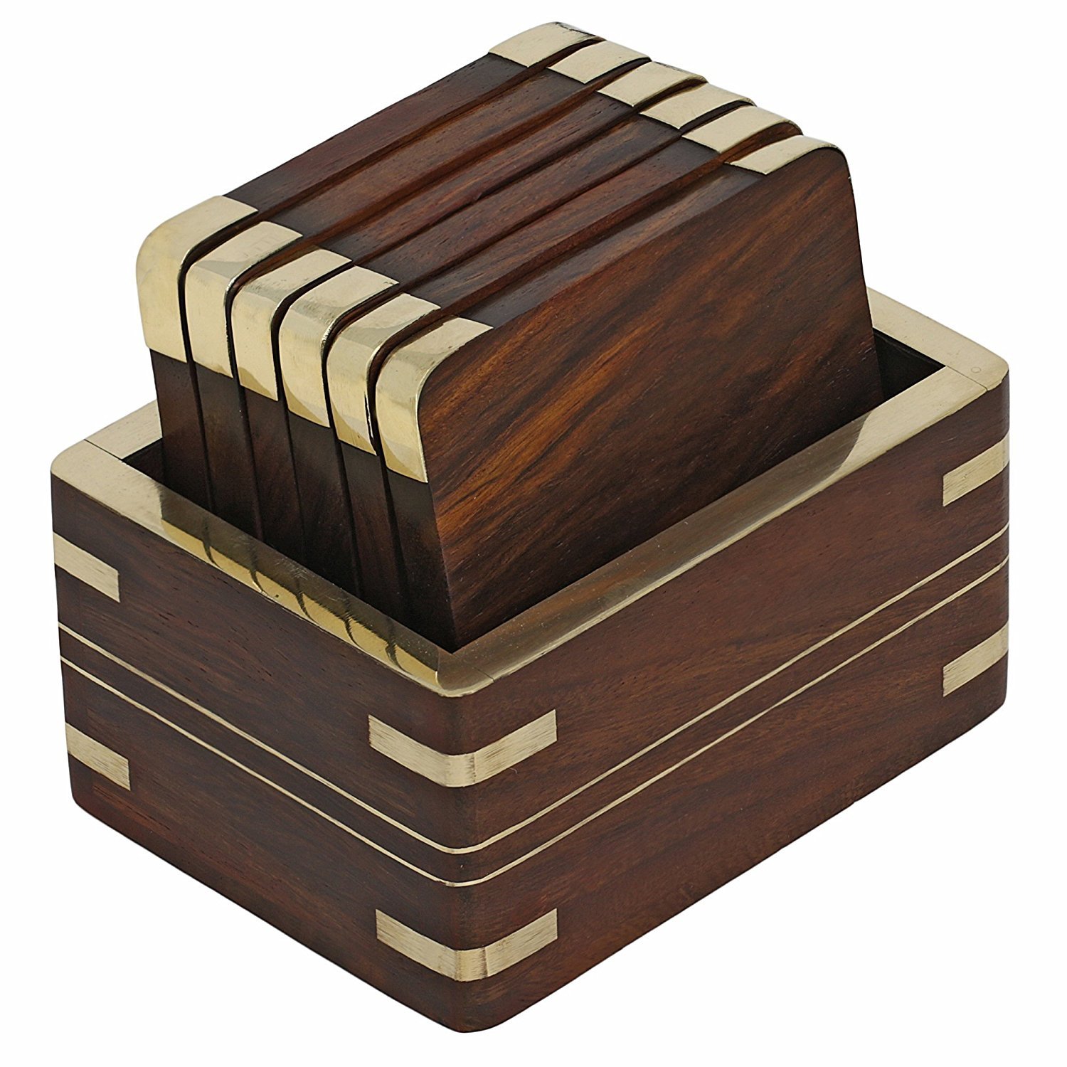ITOS365 Set of 6 Natural Wood Drink Coasters - Absorbent Wooden Table Coasters for Coffee, Tea, Beer, Wine & Cocktails - Perfect for Home, Office, Bar & Restaurant Use