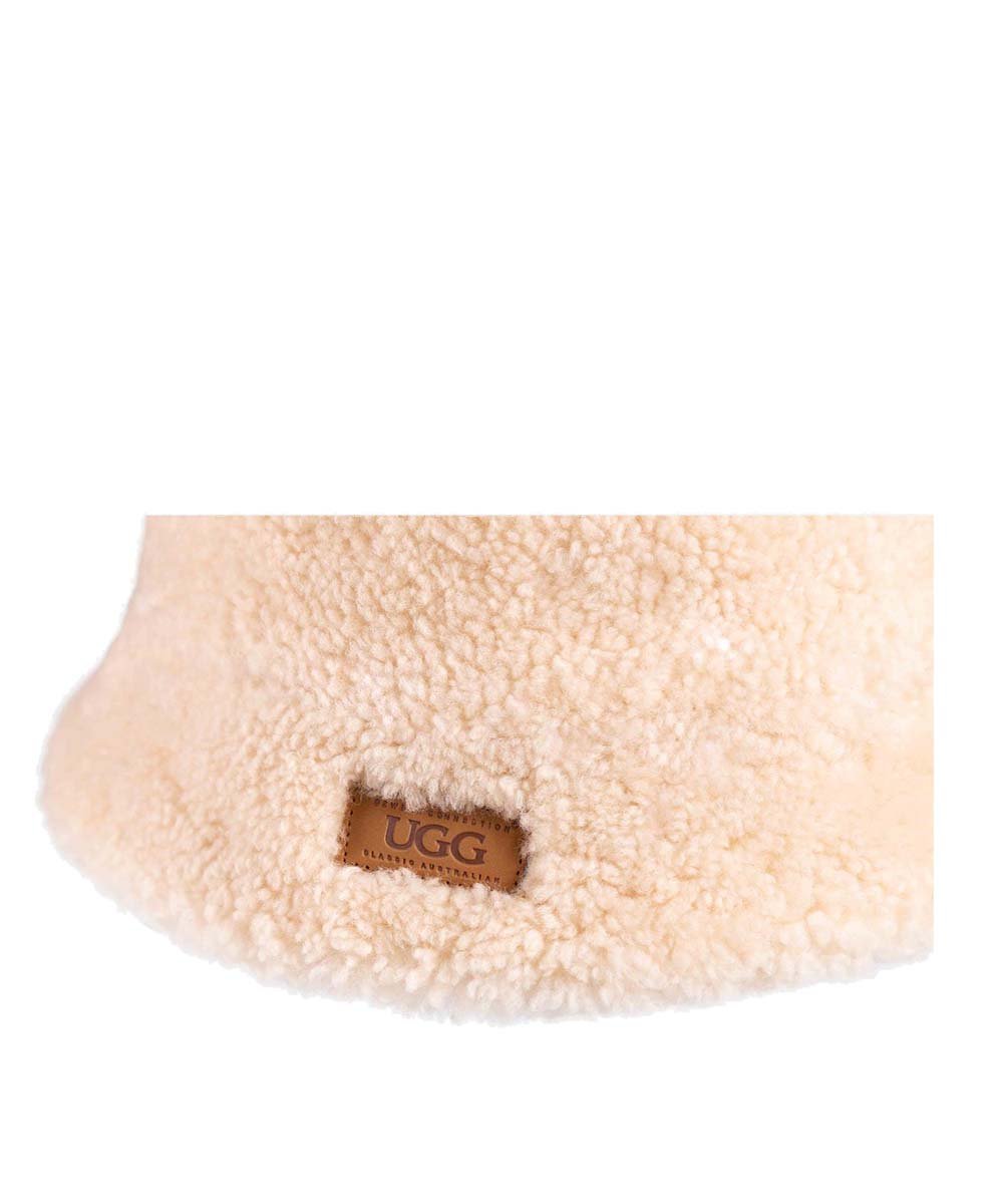 UGG Curly Wool Bucket Hat for Women & Men - Soft & Warm Winter Beanie with Fleece Lining - Perfect for Outdoor Activities, Skiing, and Cold Weather Fashion