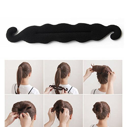 Chronex Magic Clip Hair Styler - Twist, Turn & Tie Donut Bun Maker, Curler Shaper Sponge for DIY Hairstyles (Black, Pack of 2) - Perfect for Parties, Weddings & Everyday Styling