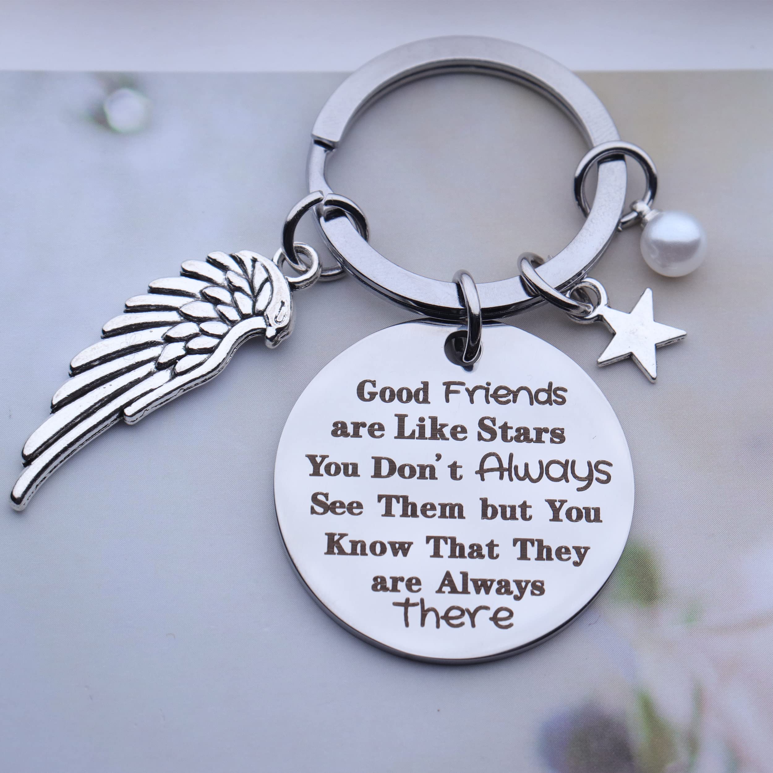 Jstud Inspirational Keychain - Best Friends Engraved Mantra Jewelry Gift for Women & Men - Perfect for Birthdays, Anniversaries & Daily Motivation