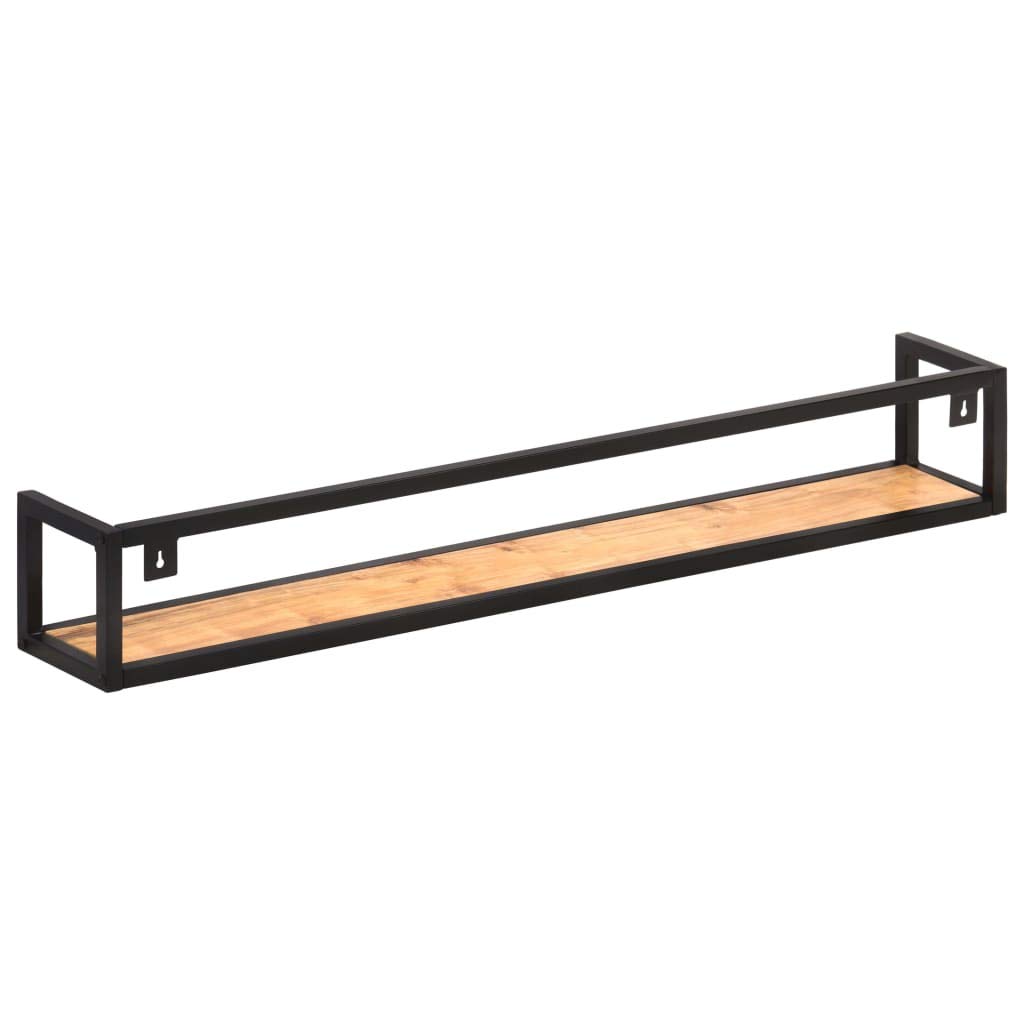 SKM 2-Pack Industrial Floating Shelves 4FT Solid Acacia Wood Wall Shelves - 88.2 lb Weight Capacity - Perfect for Living Room, Bedroom & Office Storage & Display
