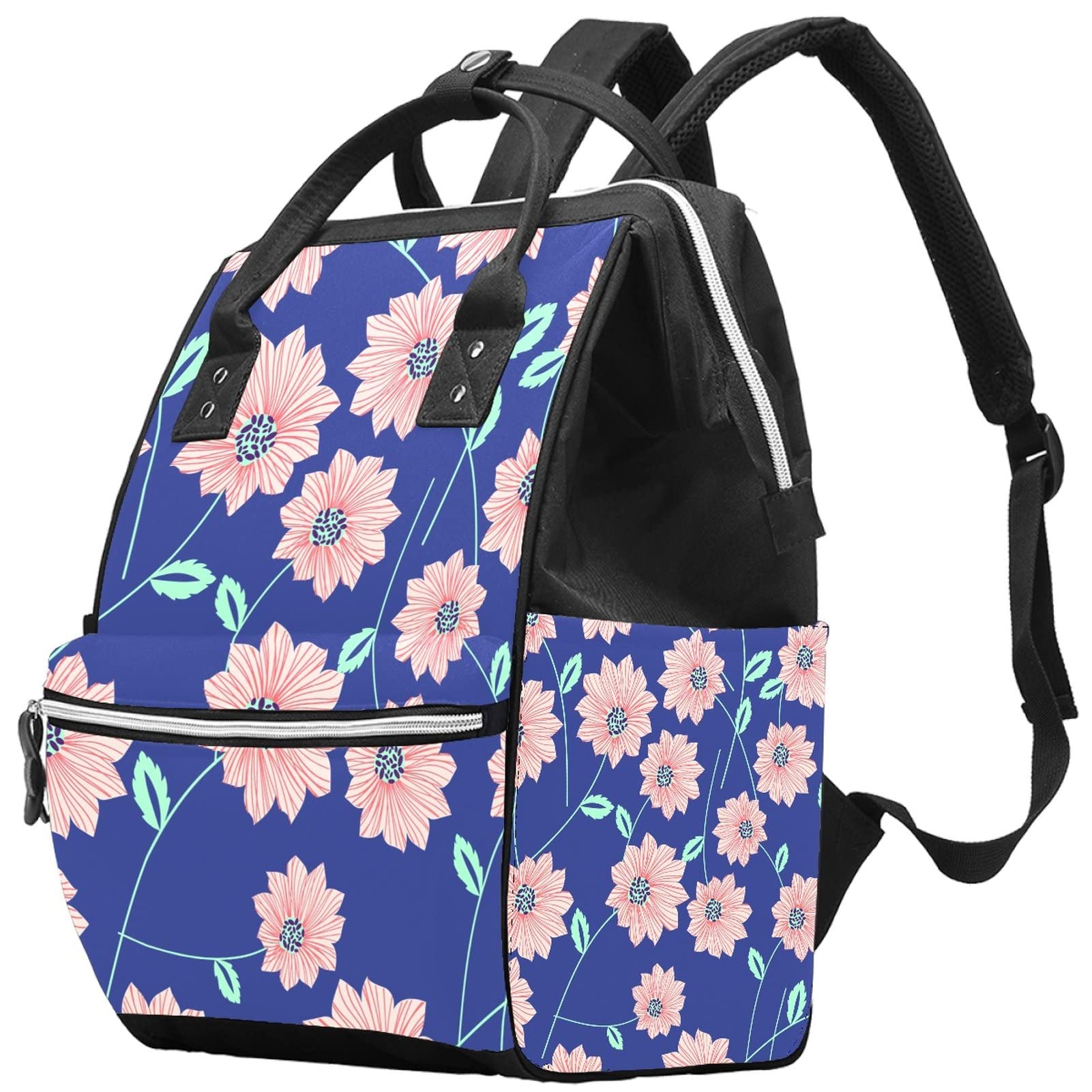 Pink Floral Diaper Backpack for Moms & Dads - Large Capacity Baby Travel Backpack for Girls & Boys - Perfect for Daycare, Travel & Family Outings