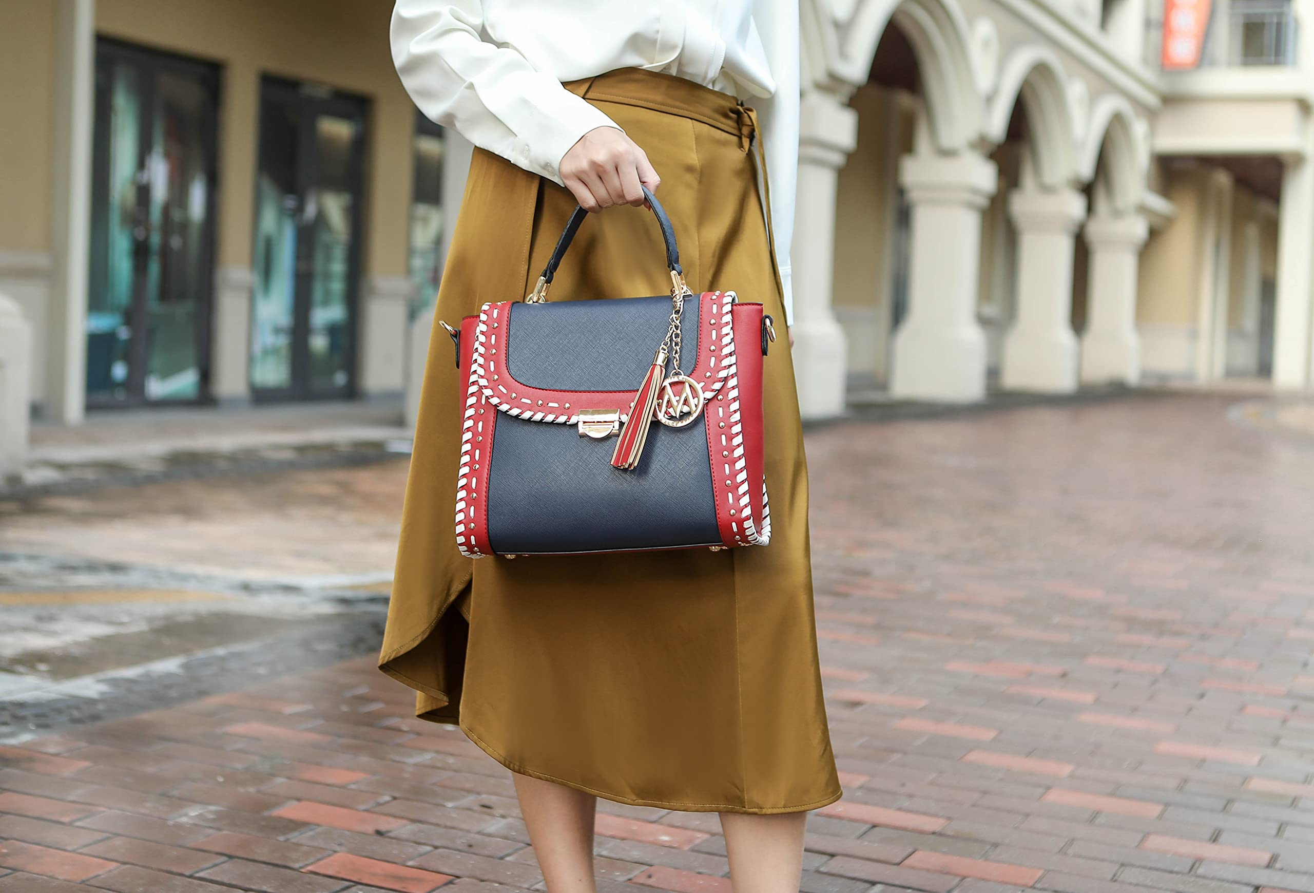 MKF Collection Vegan Leather Crossbody Bag for Women - Stylish Top Handle Shoulder Purse & Satchel Handbag by Mia K | Perfect for Work, Travel & Everyday Use